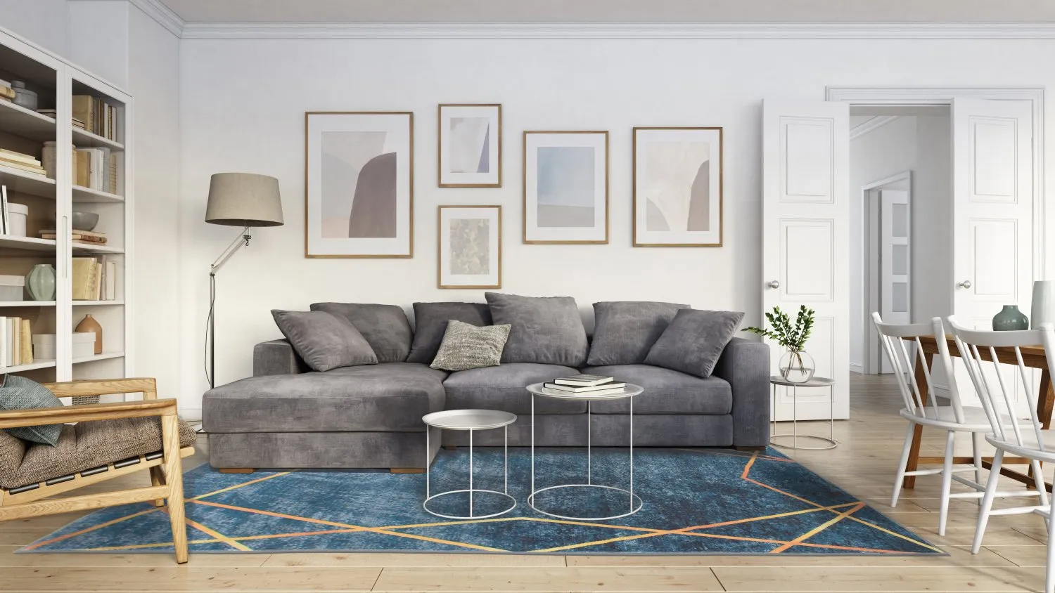 Tapis Wilton - Zaros (bleu/doré)