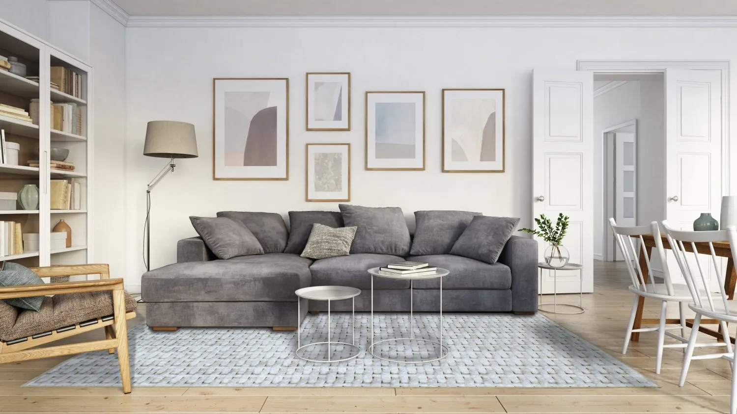 Tapis Wilton - Sevgi (gris/blanc)