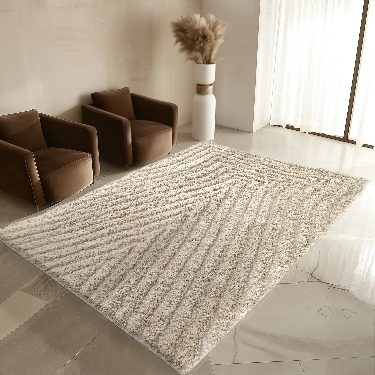 Tapis à poils longs - Kendra Natural Cotton Shaggy (naturel)