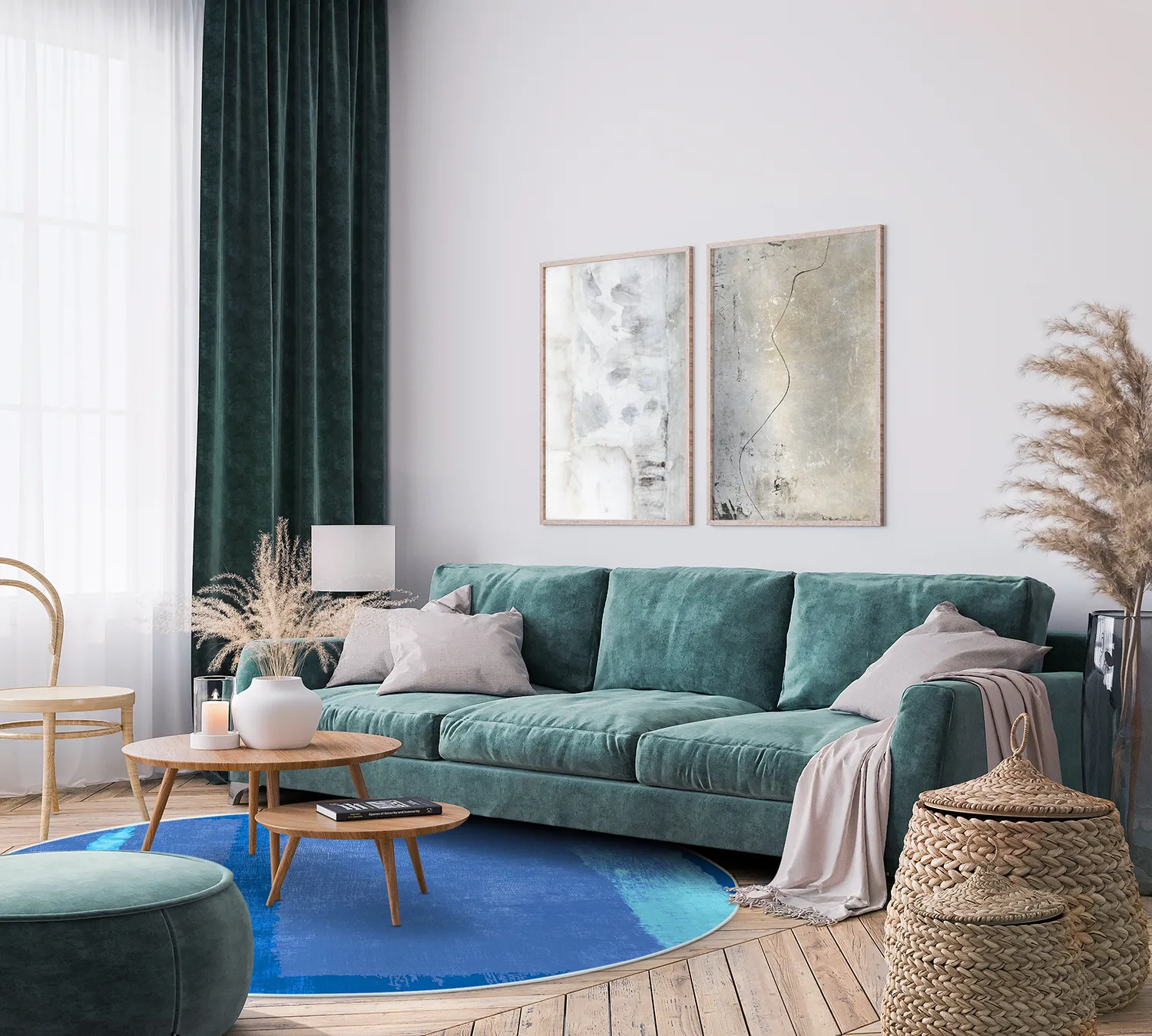 Tapis rond - Asti (bleu)