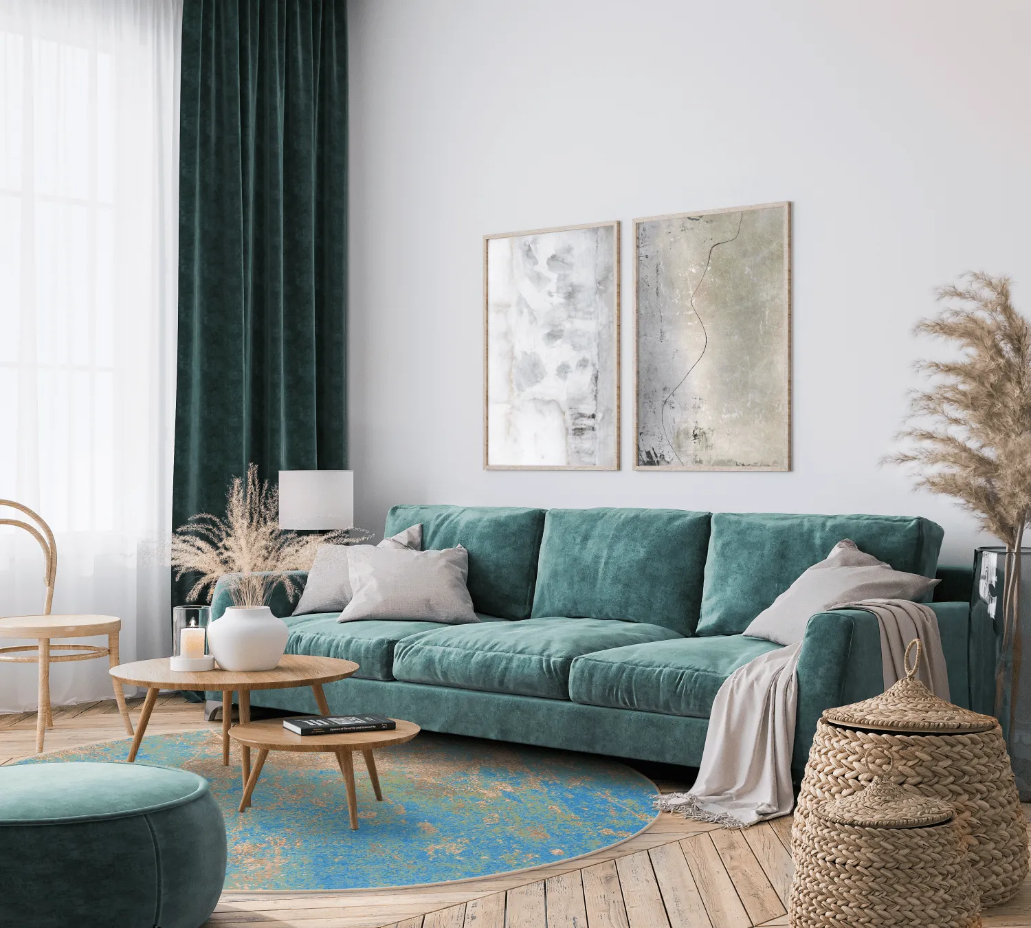Tapis rond - Pavoa (bleu)