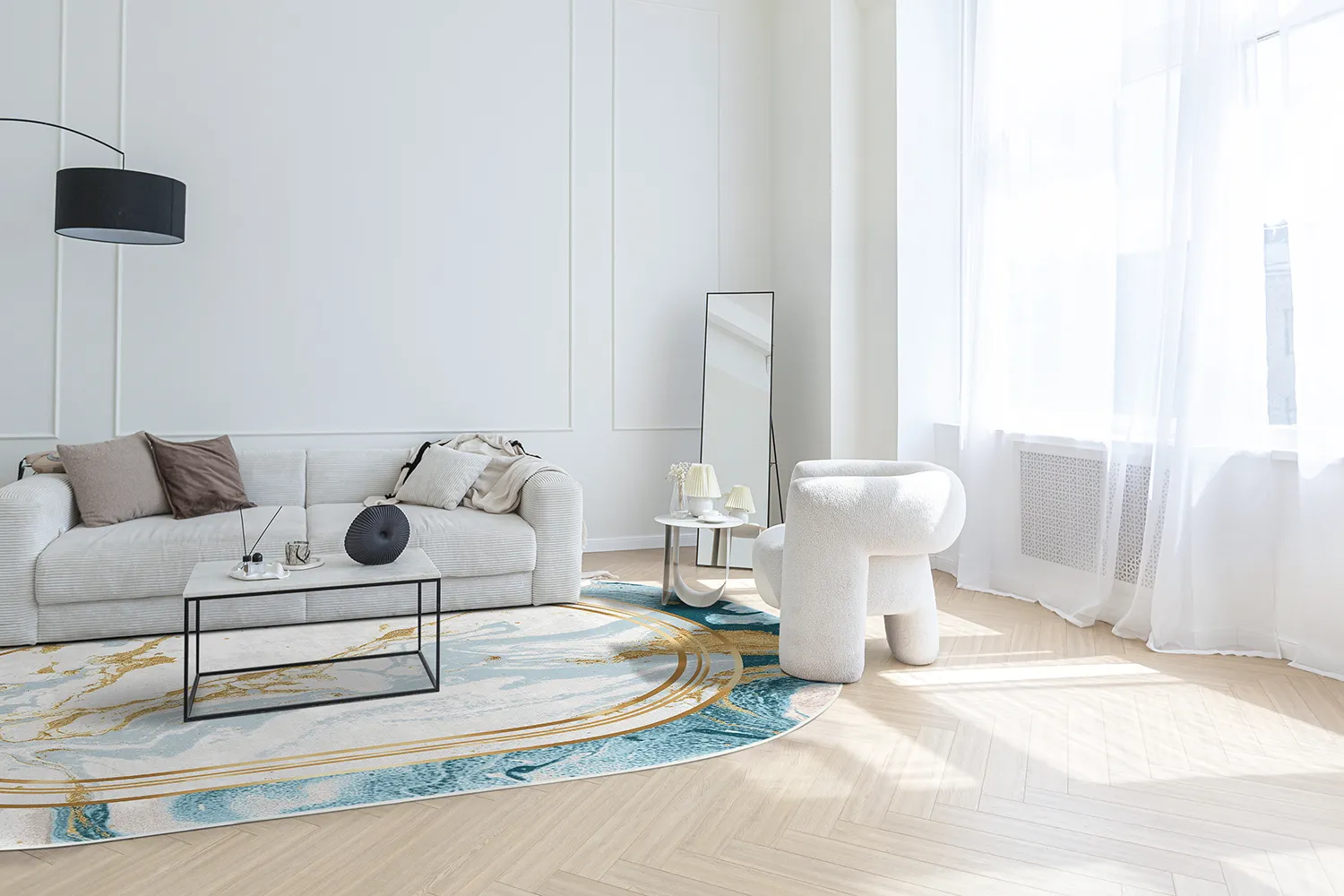 Tapis ovale - Emery (bleu)