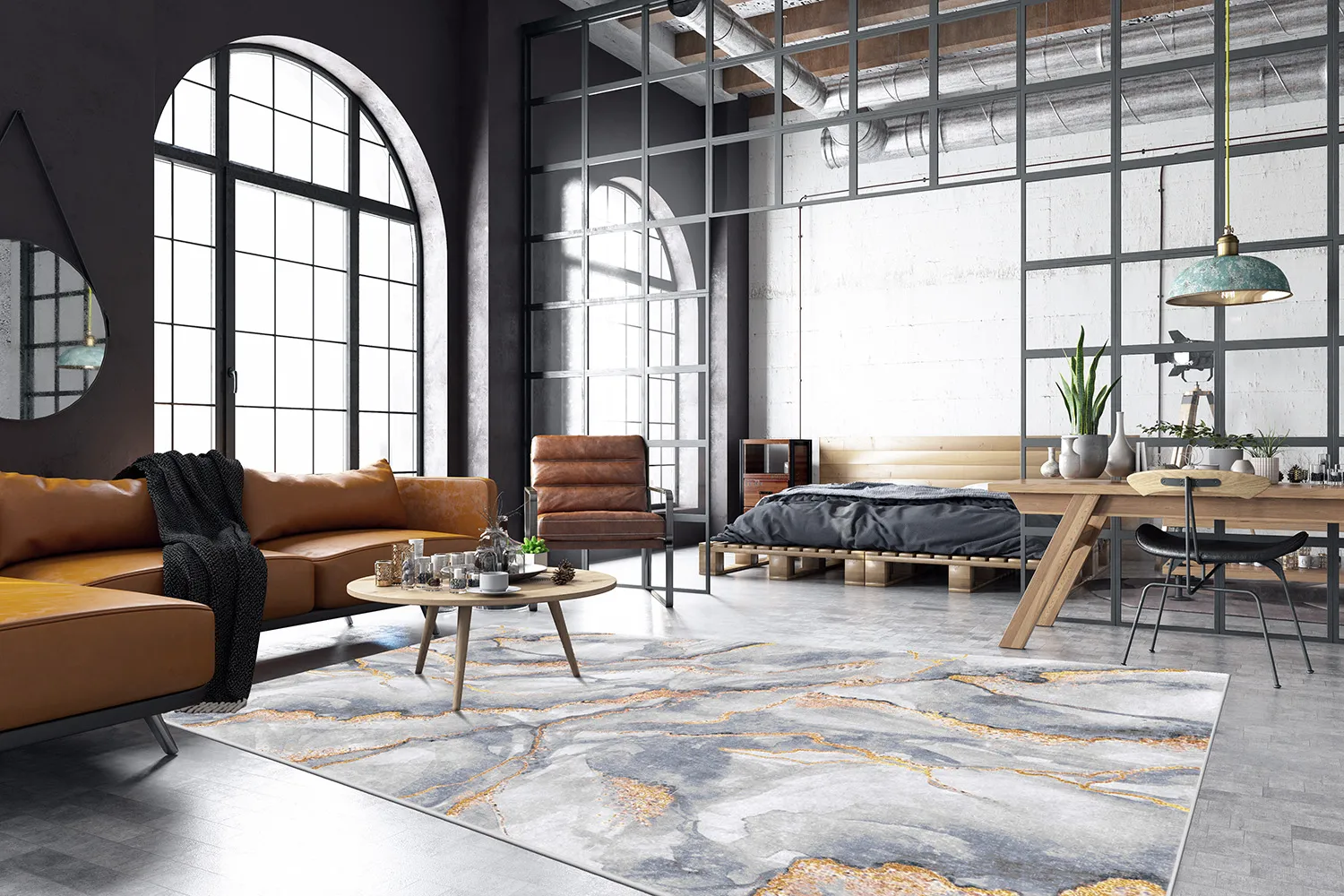 Tapis Wilton - Genova (gris/blanc/doré)