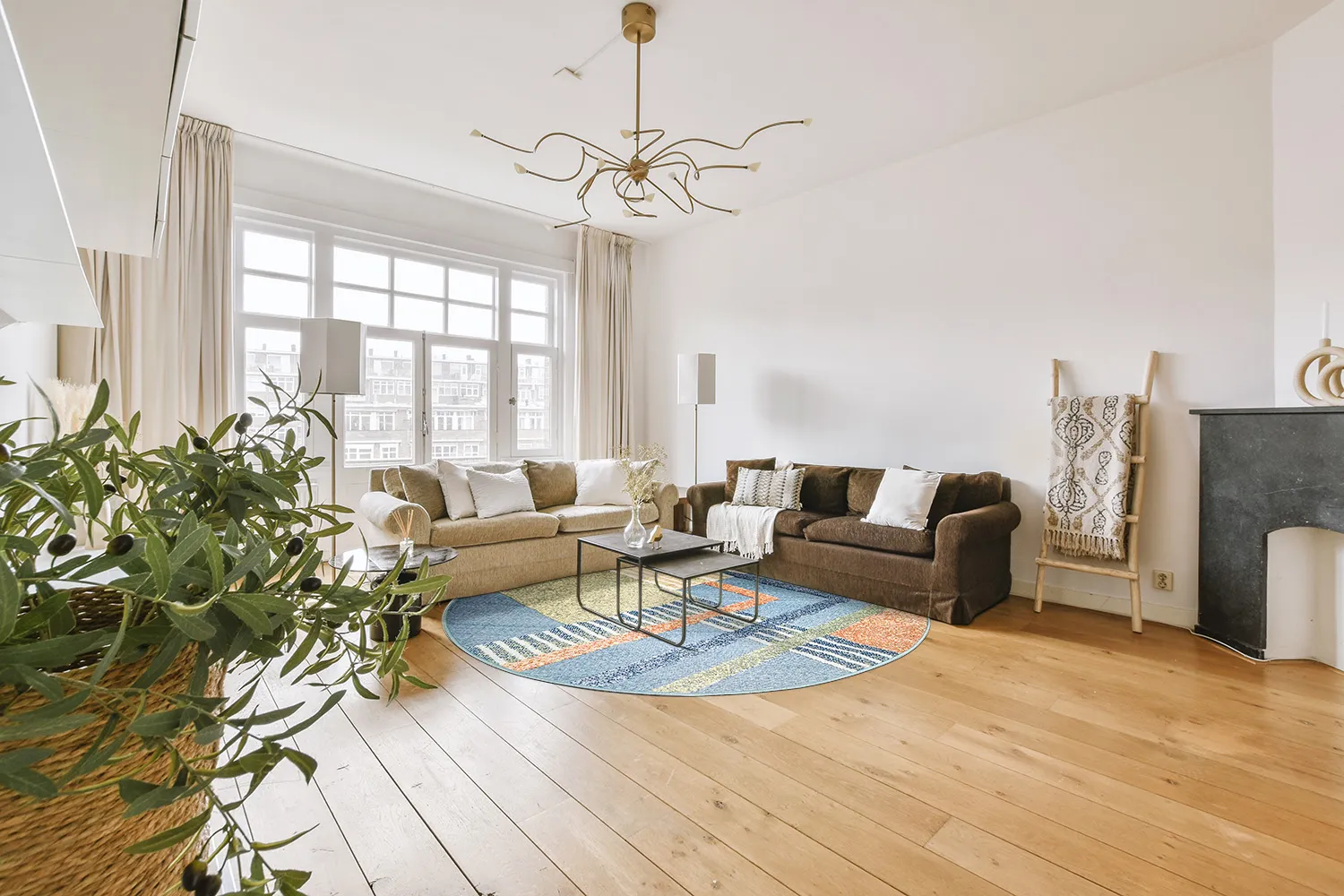 Tapis rond - Indoor/Outdoor Trivia (bleu/multi)