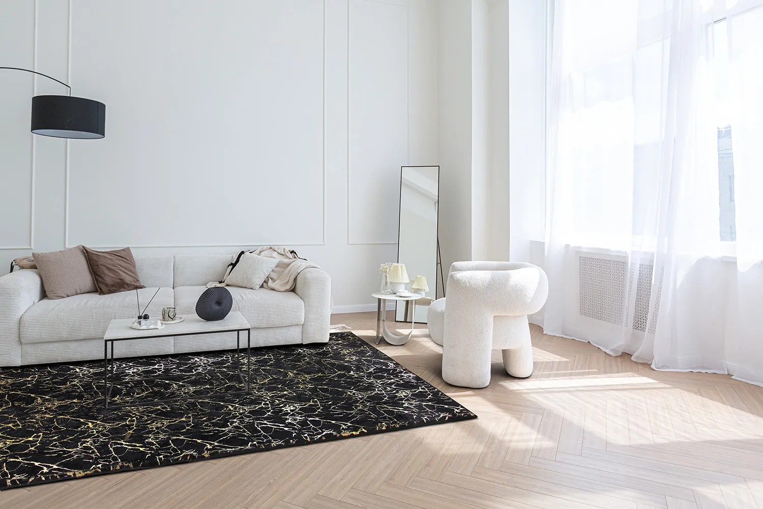 Tapis Wilton - Alden (noir/doré)