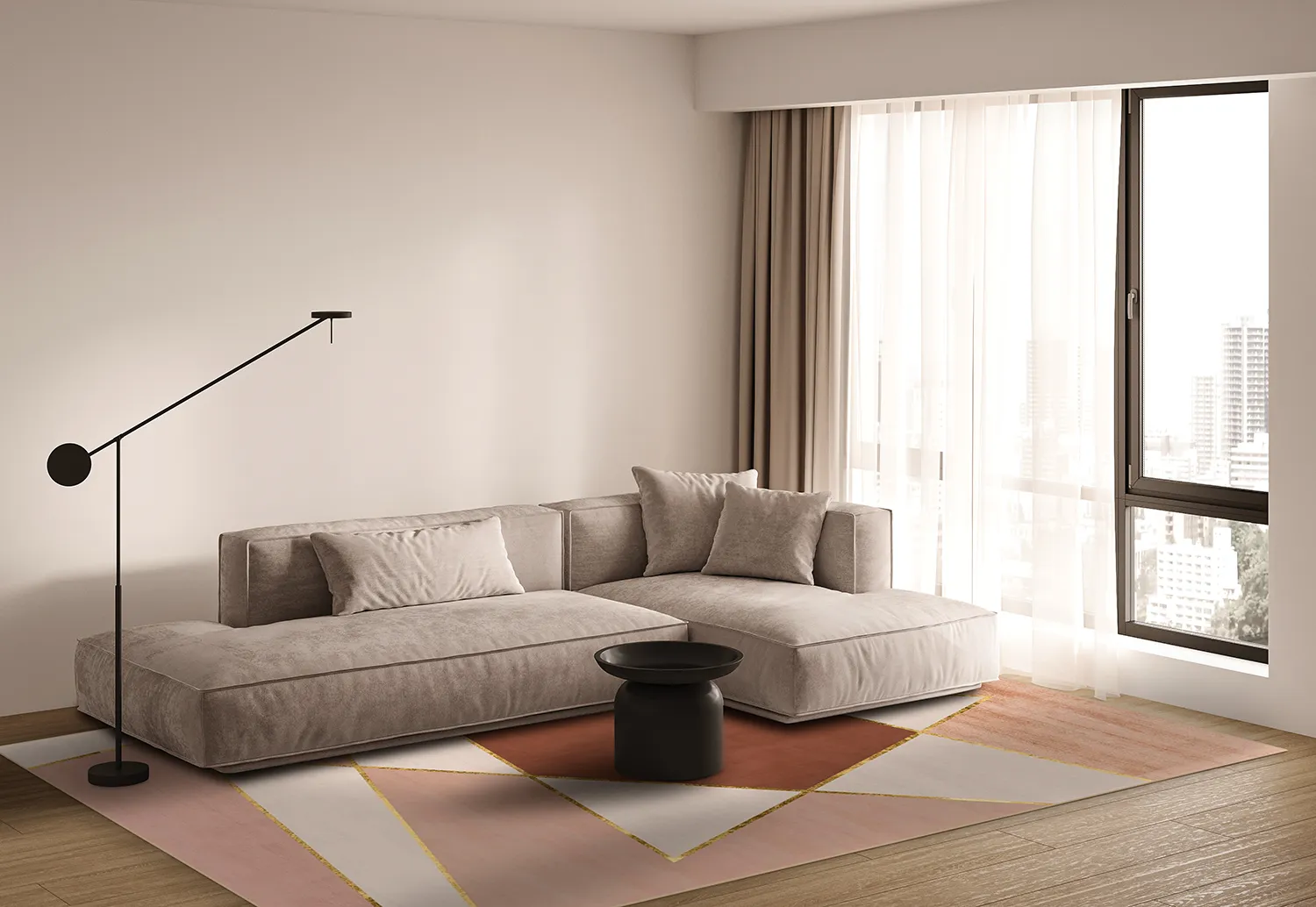 Tapis Wilton - Jade (beige/rose)