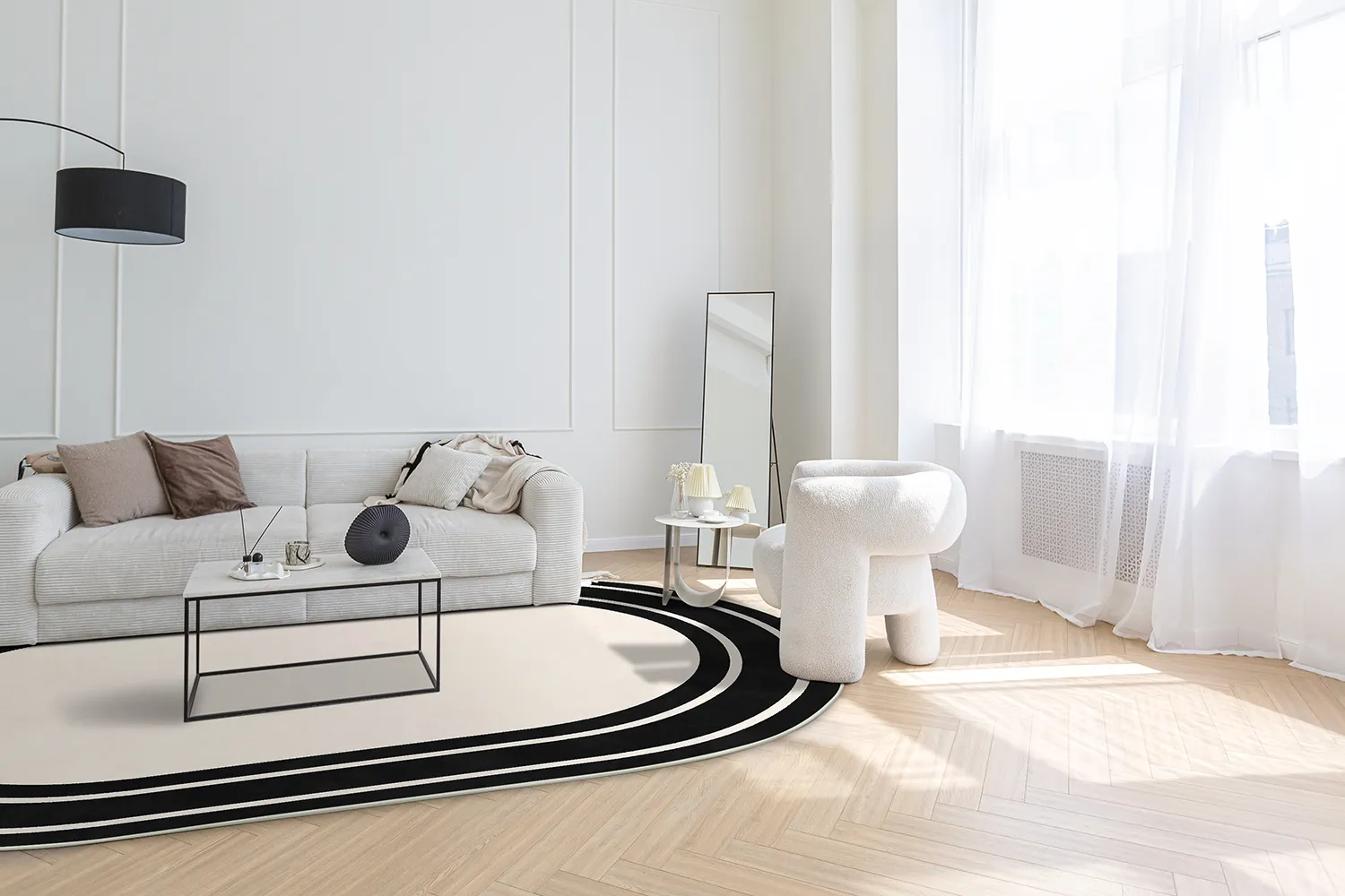 Tapis ovale - Josie (noir)