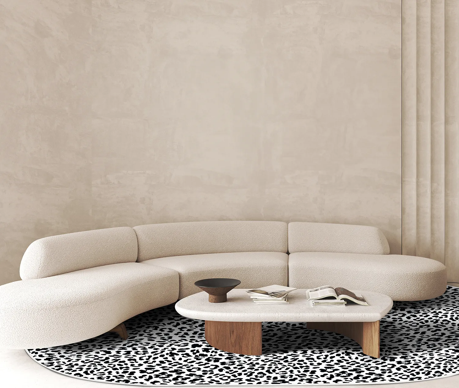 Tapis ovale - Leopard (noir/blanc)