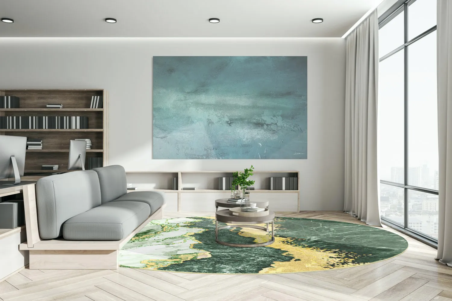 Tapis rond - Padova (vert menthe)