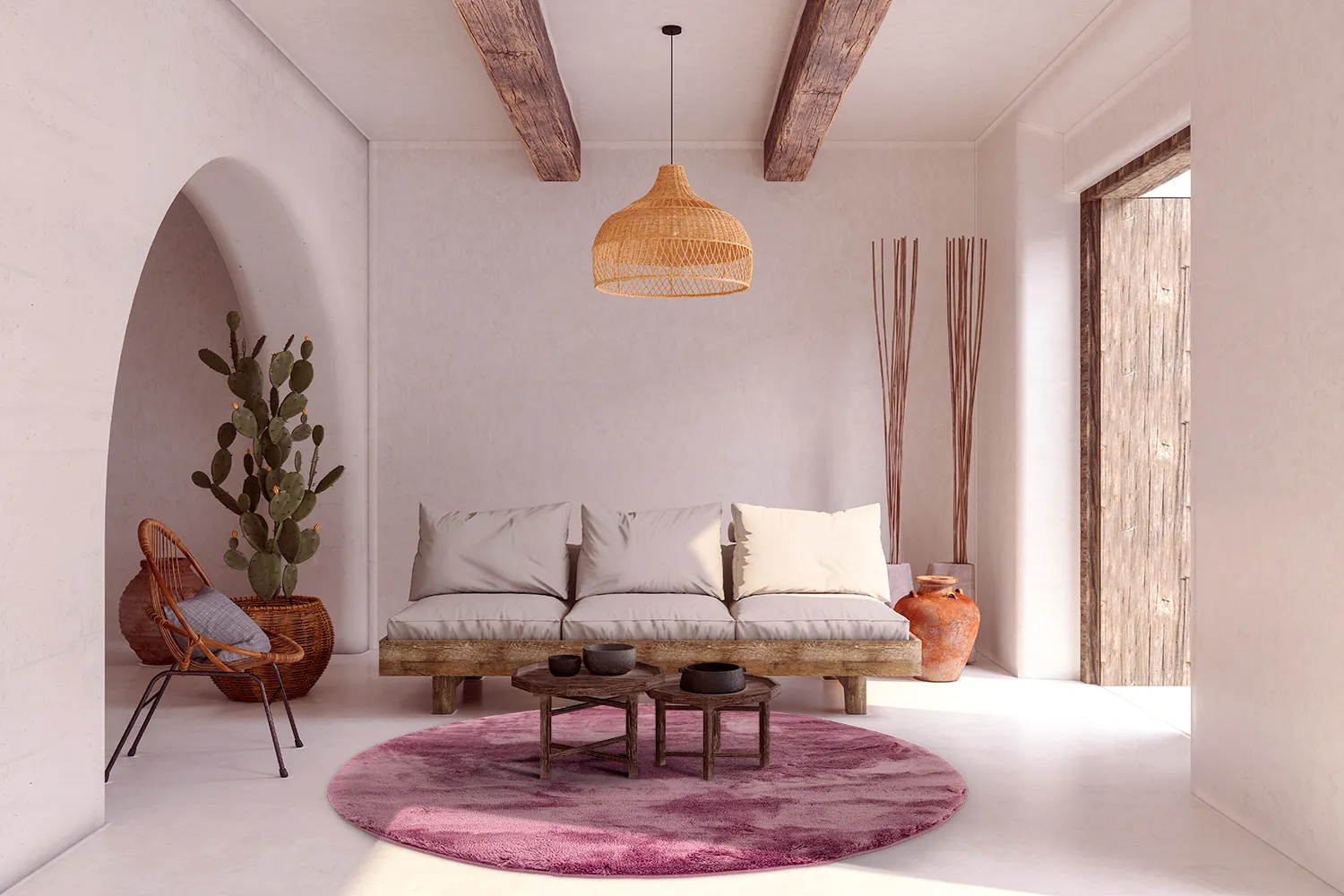Tapis ronds - Aranga Super Soft Fur (rose)