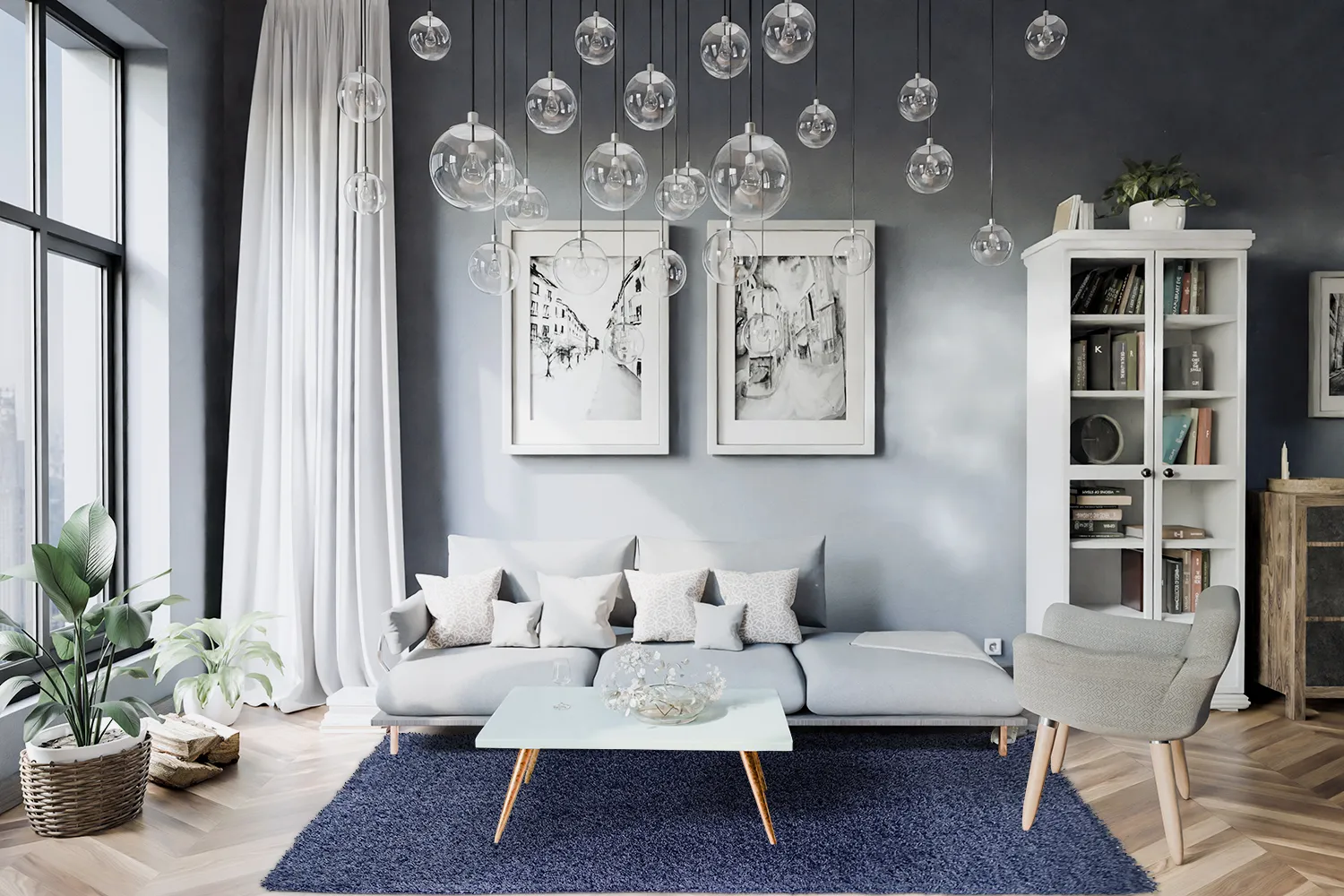 Tapis moelleux - Zoe (bleu foncé)