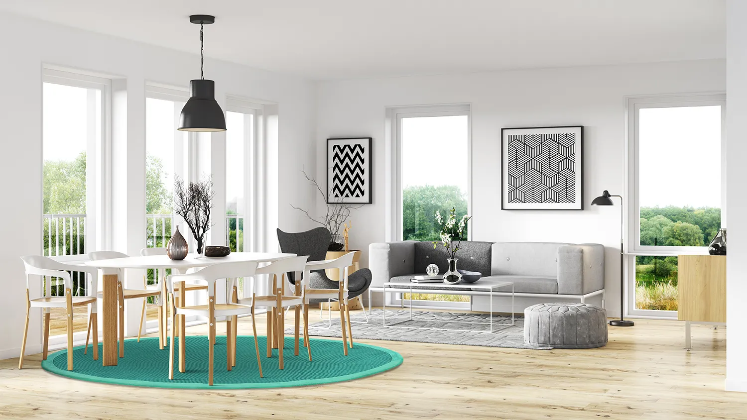 Tapis rond (sisal) - Agave (vert émeraude)