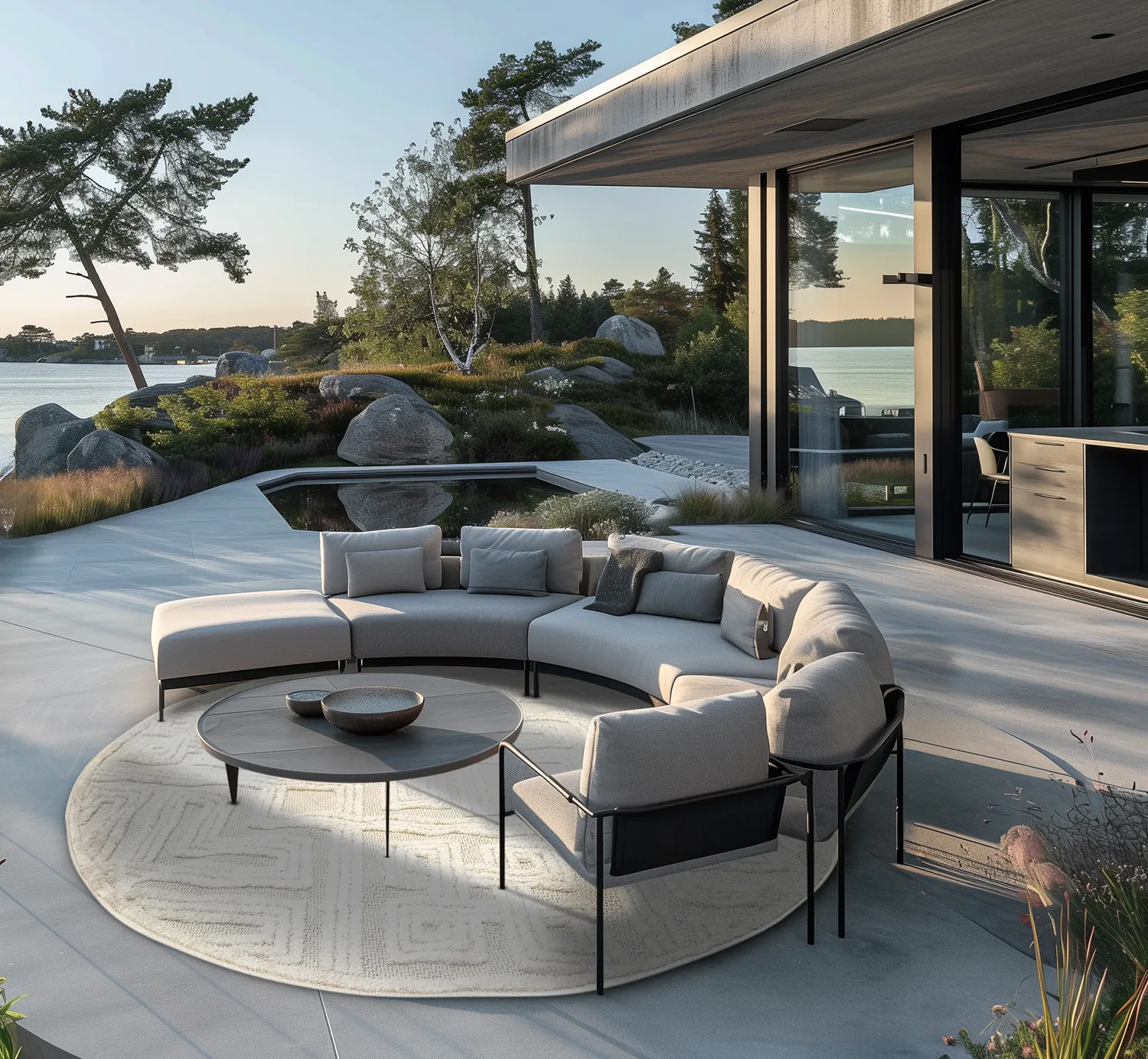 Tapis rond - Intérieur/Extérieur Shirley (crème)