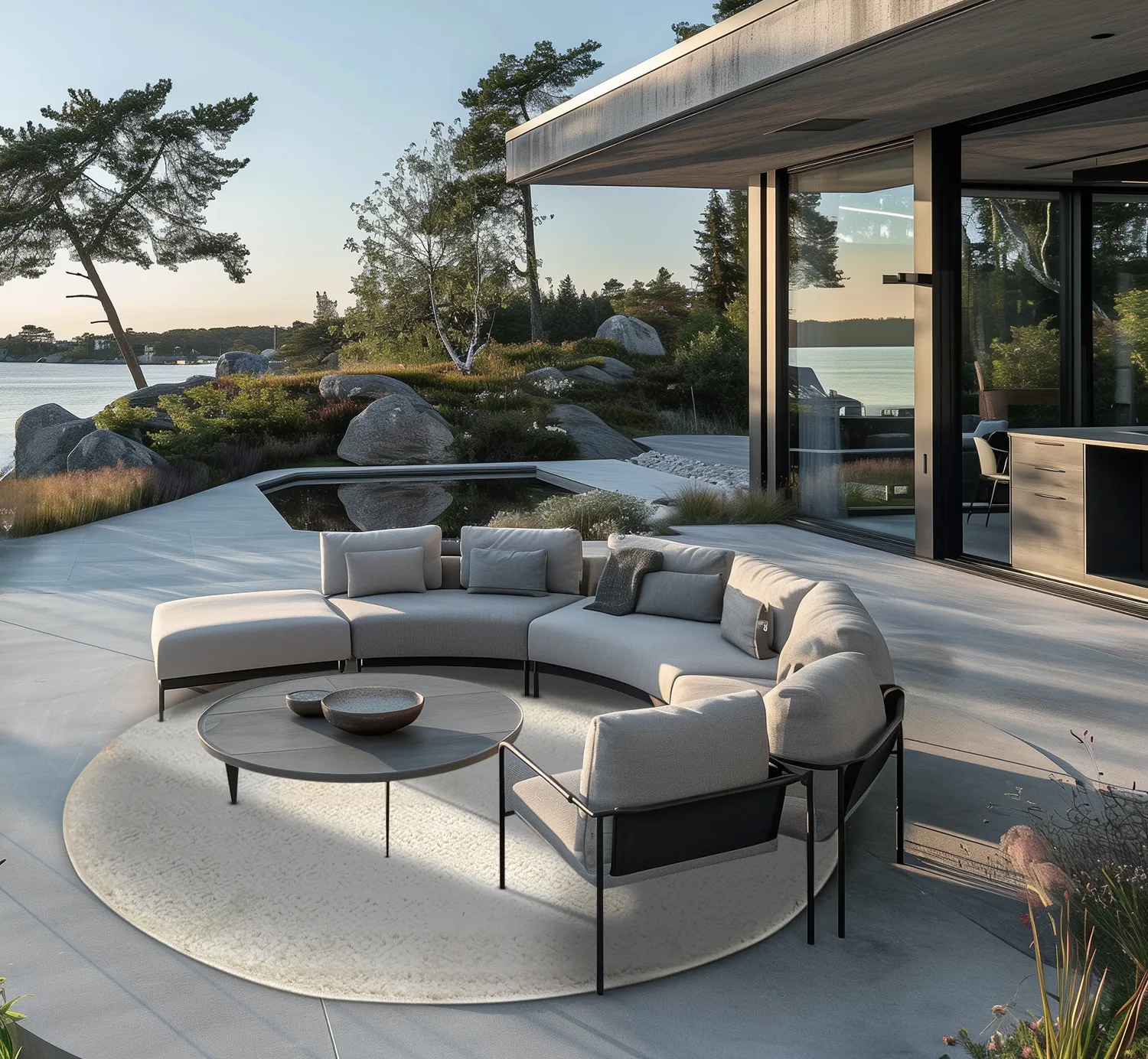 Tapis rond - Intérieur/Extérieur Baldwin (crème)