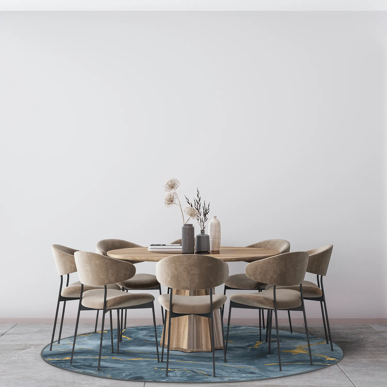 Tapis rond - Storm (bleu/doré)