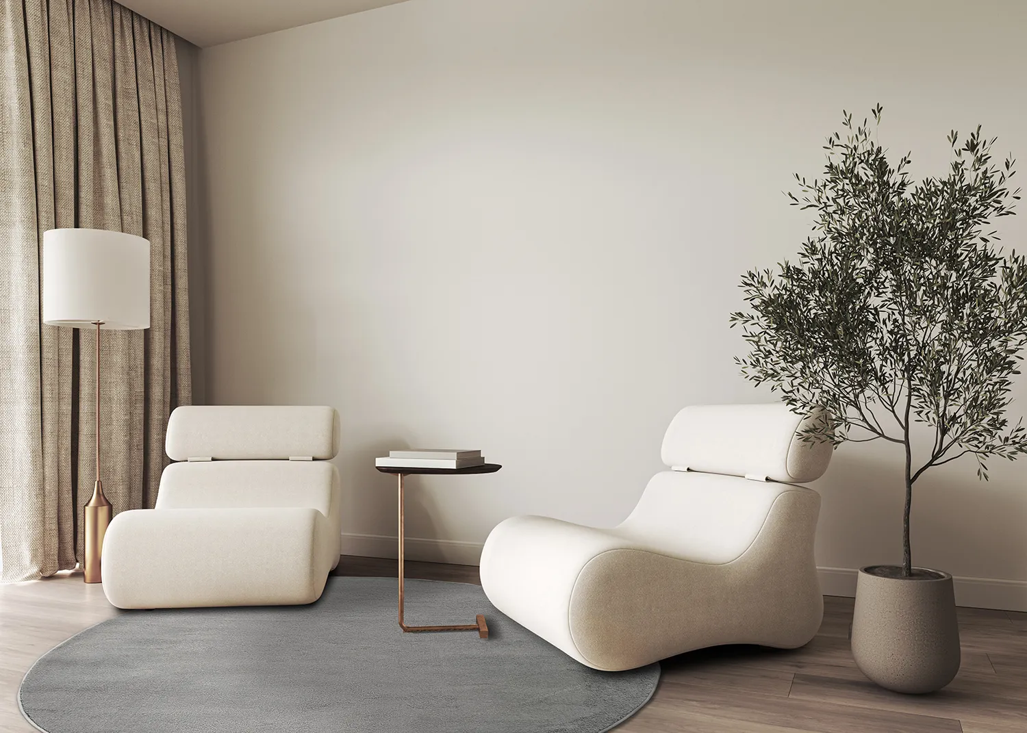 Tapis rond - Vevila (gris)