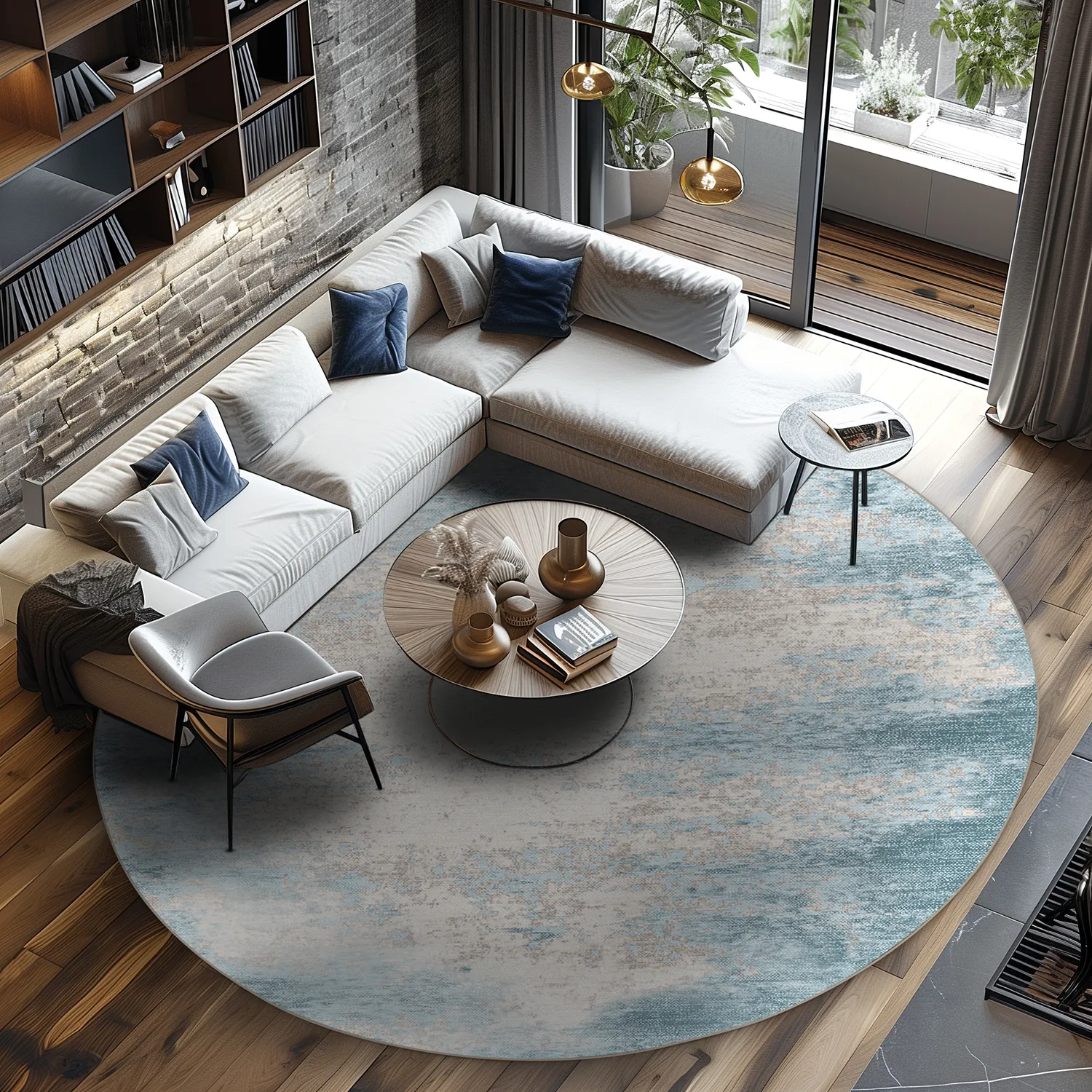 Tapis rond - Zarzi (bleu)