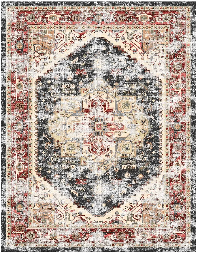 Tapis Wilton - Javis (rouge/multicolore)