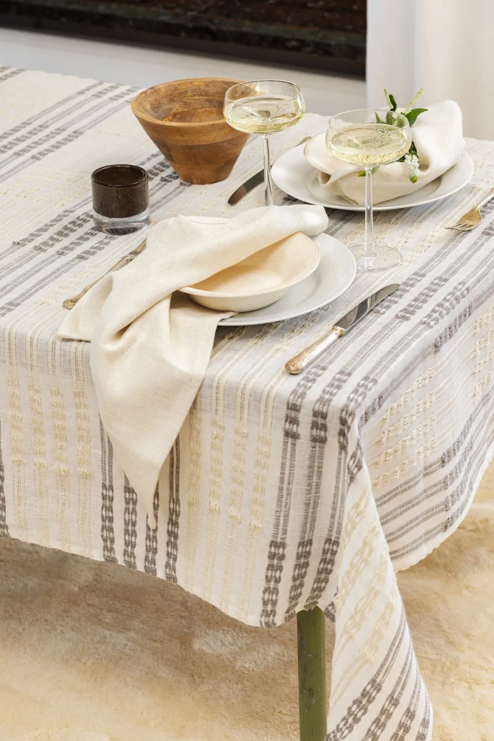 Nappe en lin Julie (blanc/beige)