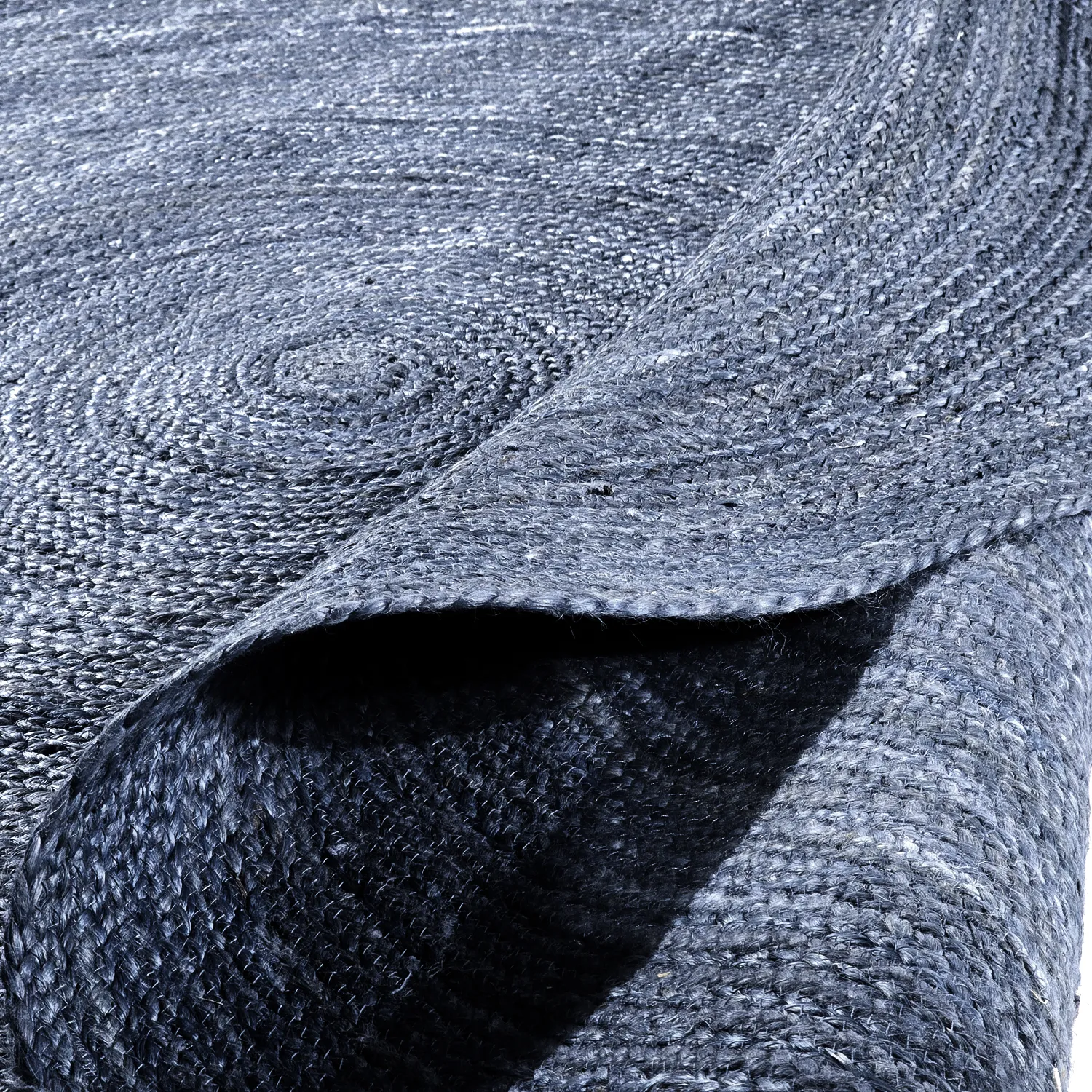 Tapis rond en jute - Amasia (bleu)