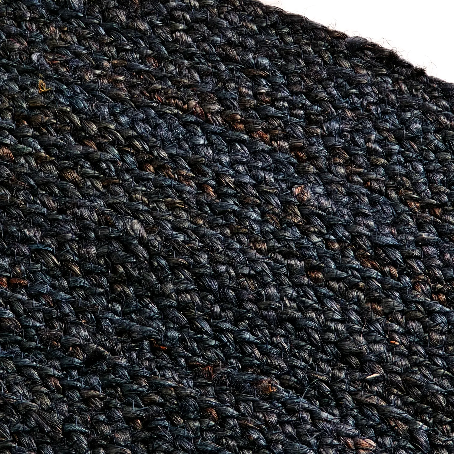 Tapis rond en jute - Amasia (bleu foncé)