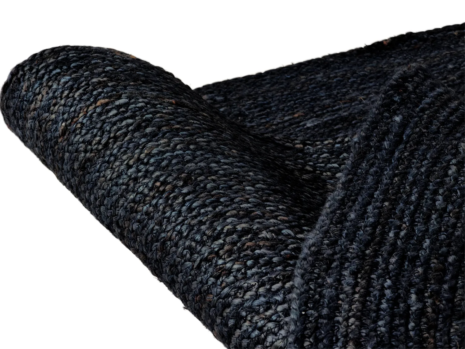Tapis rond en jute - Amasia (bleu foncé)