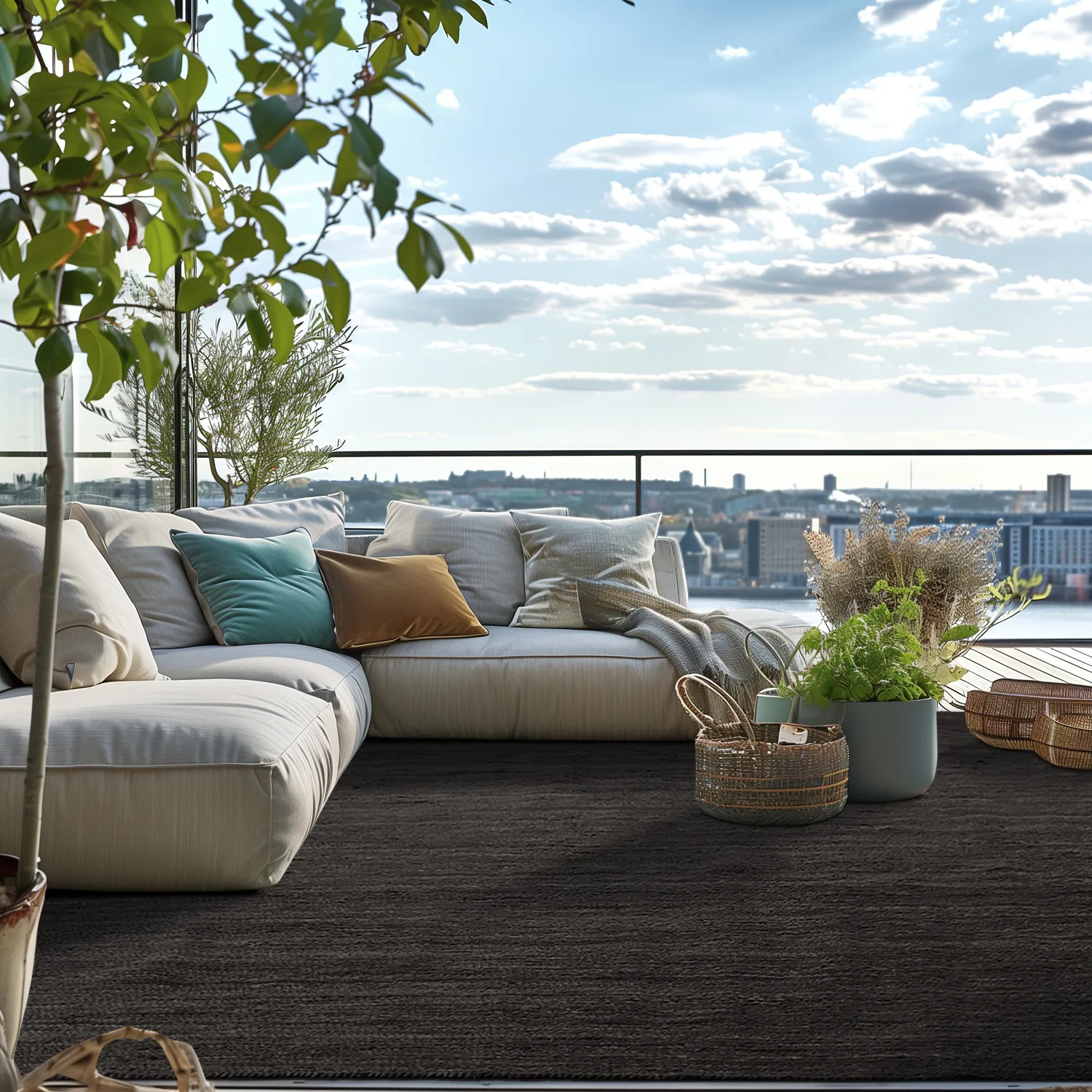 Tapis en jute - Amasia (noir)