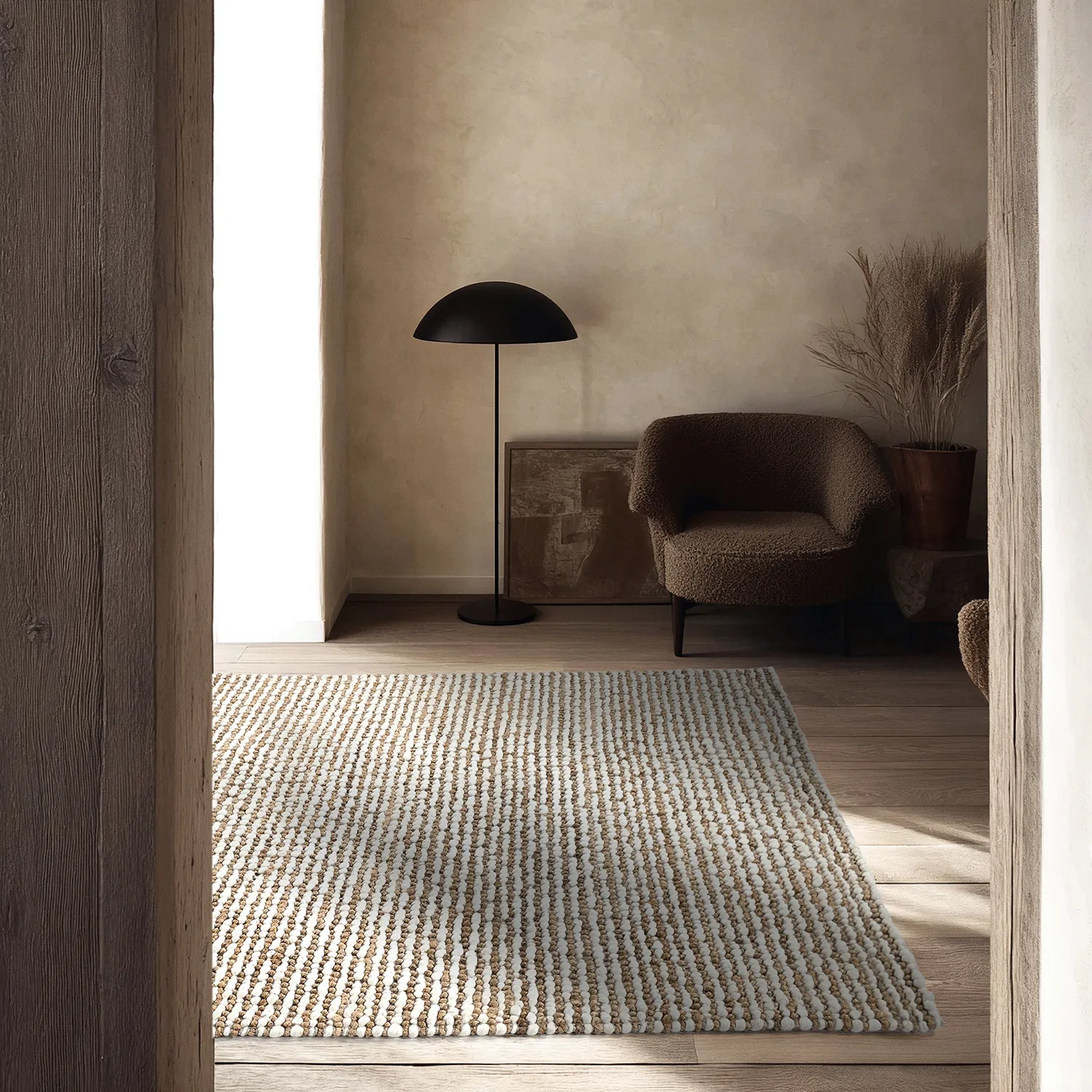 Tapis chanvre - Bally Jute/wool Bubble (nature/blanc)