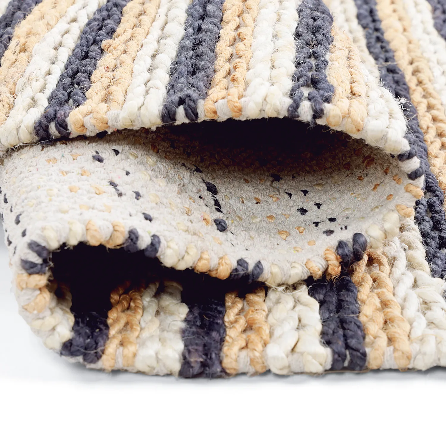 Tapis chanvre - Howrah Braided Jute (naturel/blanc/noir)
