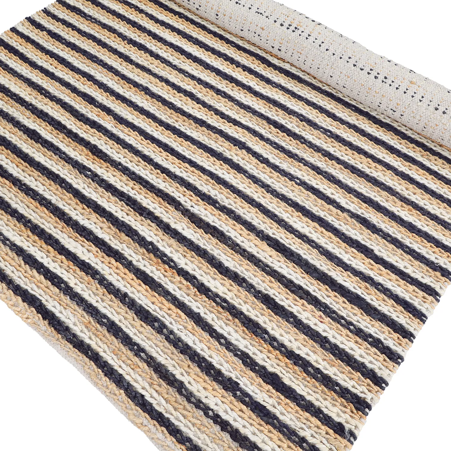 Tapis chanvre - Howrah Braided Jute (naturel/blanc/noir)