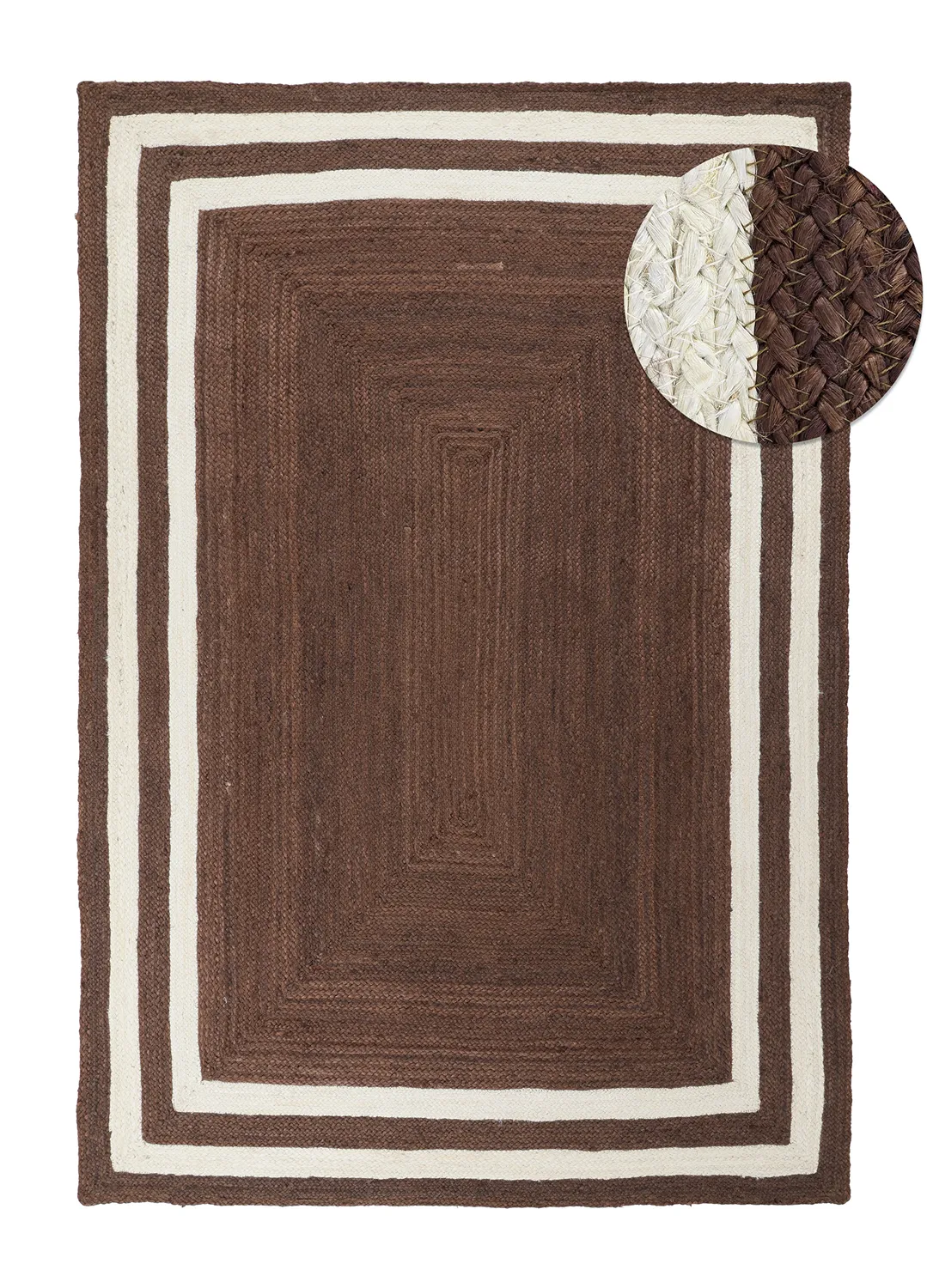 Tapis chanvre - Jessore (marron/blanc)