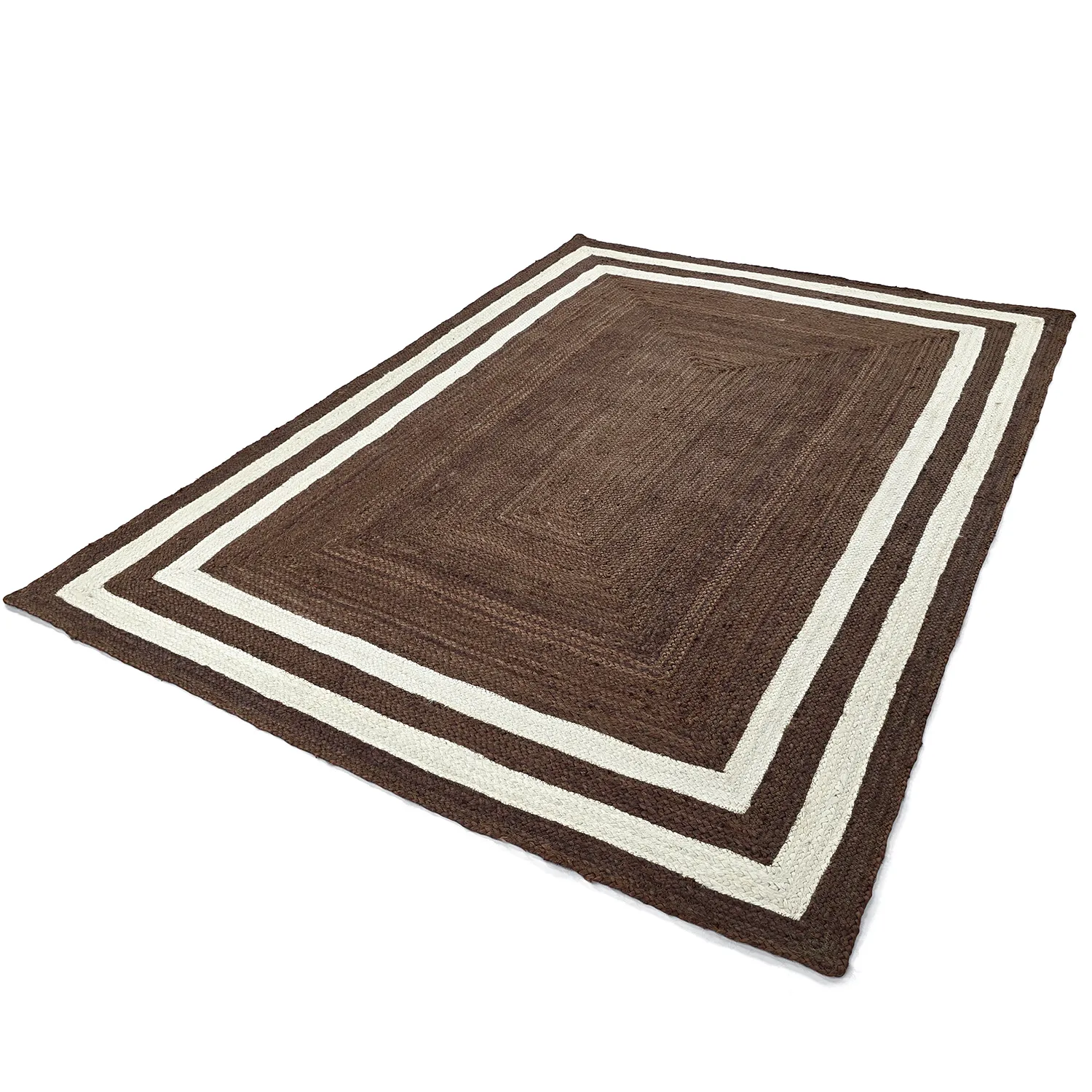 Tapis chanvre - Jessore (marron/blanc)