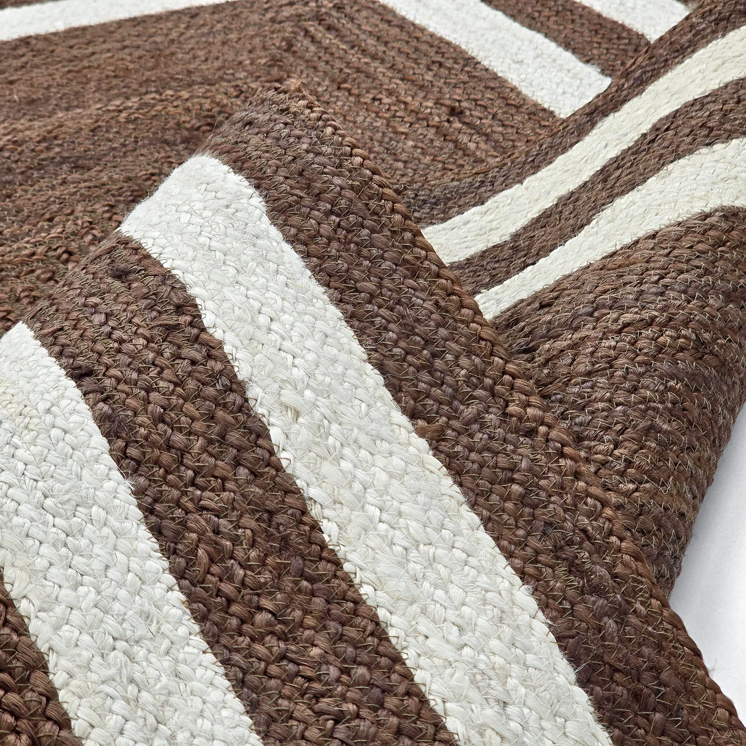Tapis chanvre - Jessore (marron/blanc)