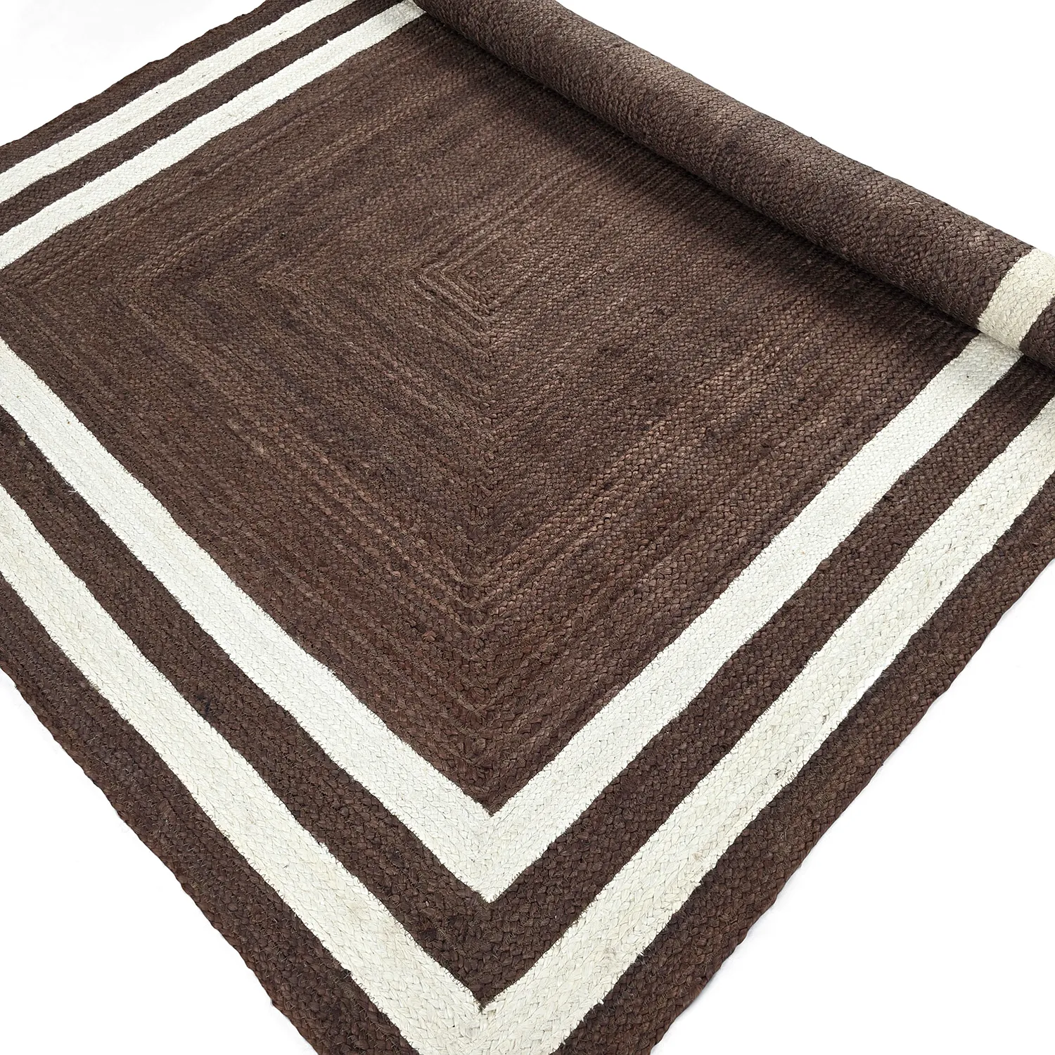 Tapis chanvre - Jessore (marron/blanc)