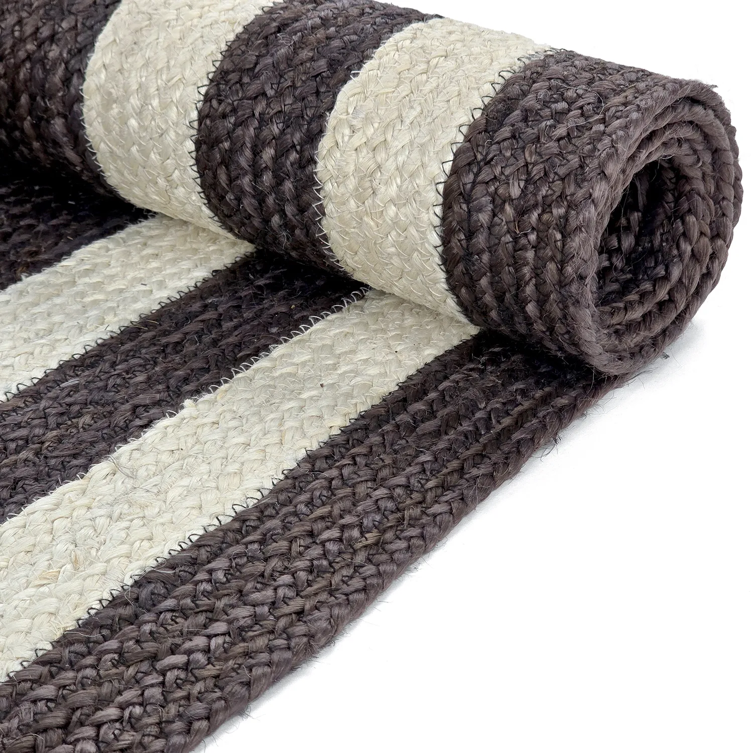 Tapis chanvre - Jessore (taupe foncé/blanc)
