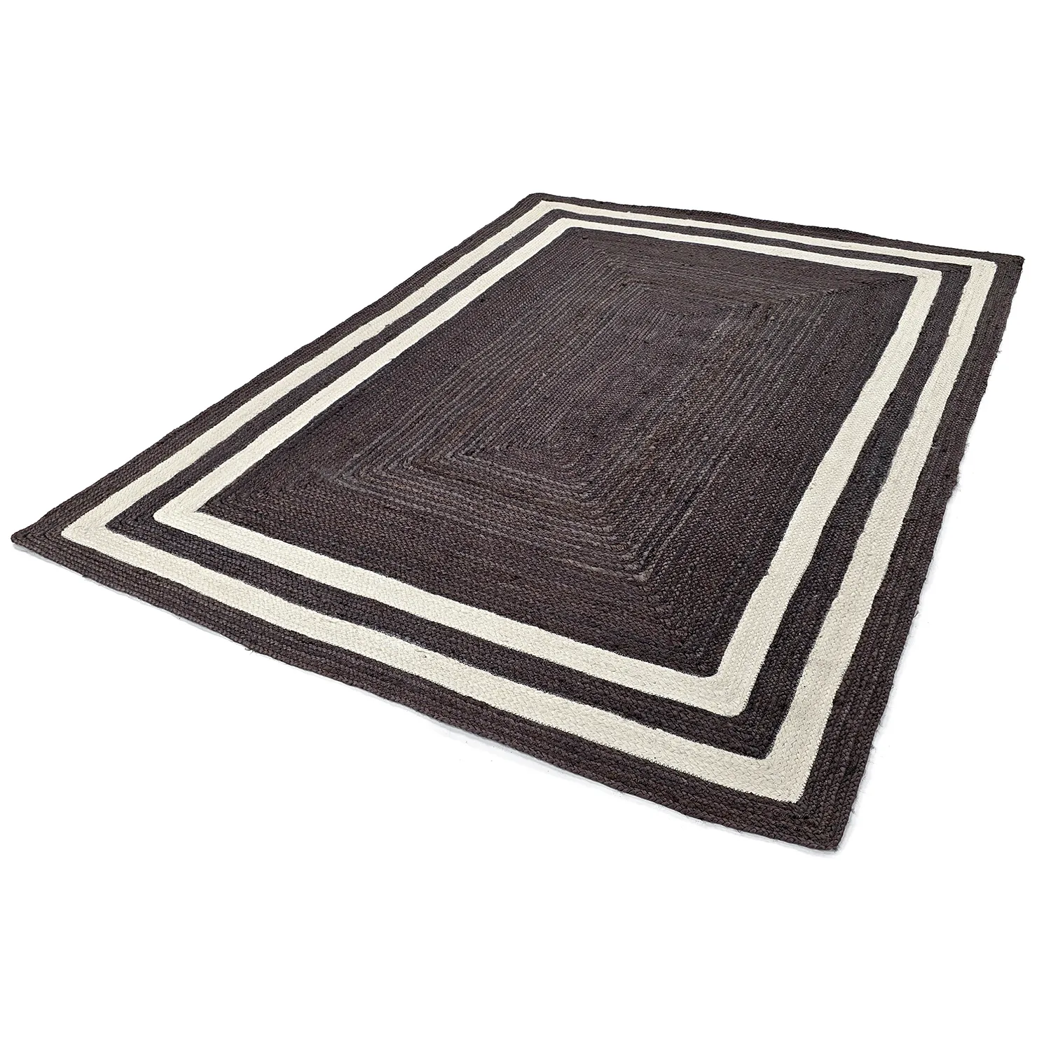 Tapis chanvre - Jessore (taupe foncé/blanc)