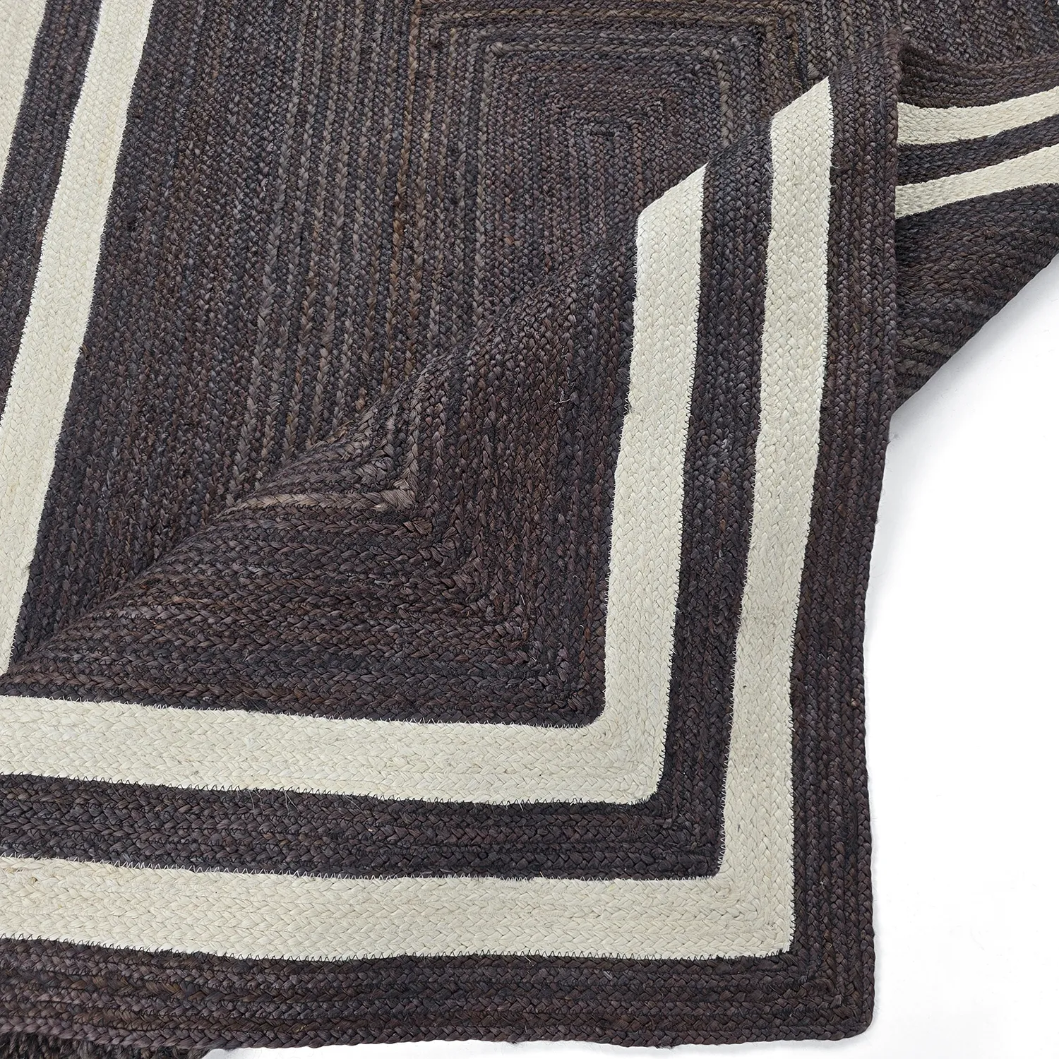 Tapis chanvre - Jessore (taupe foncé/blanc)
