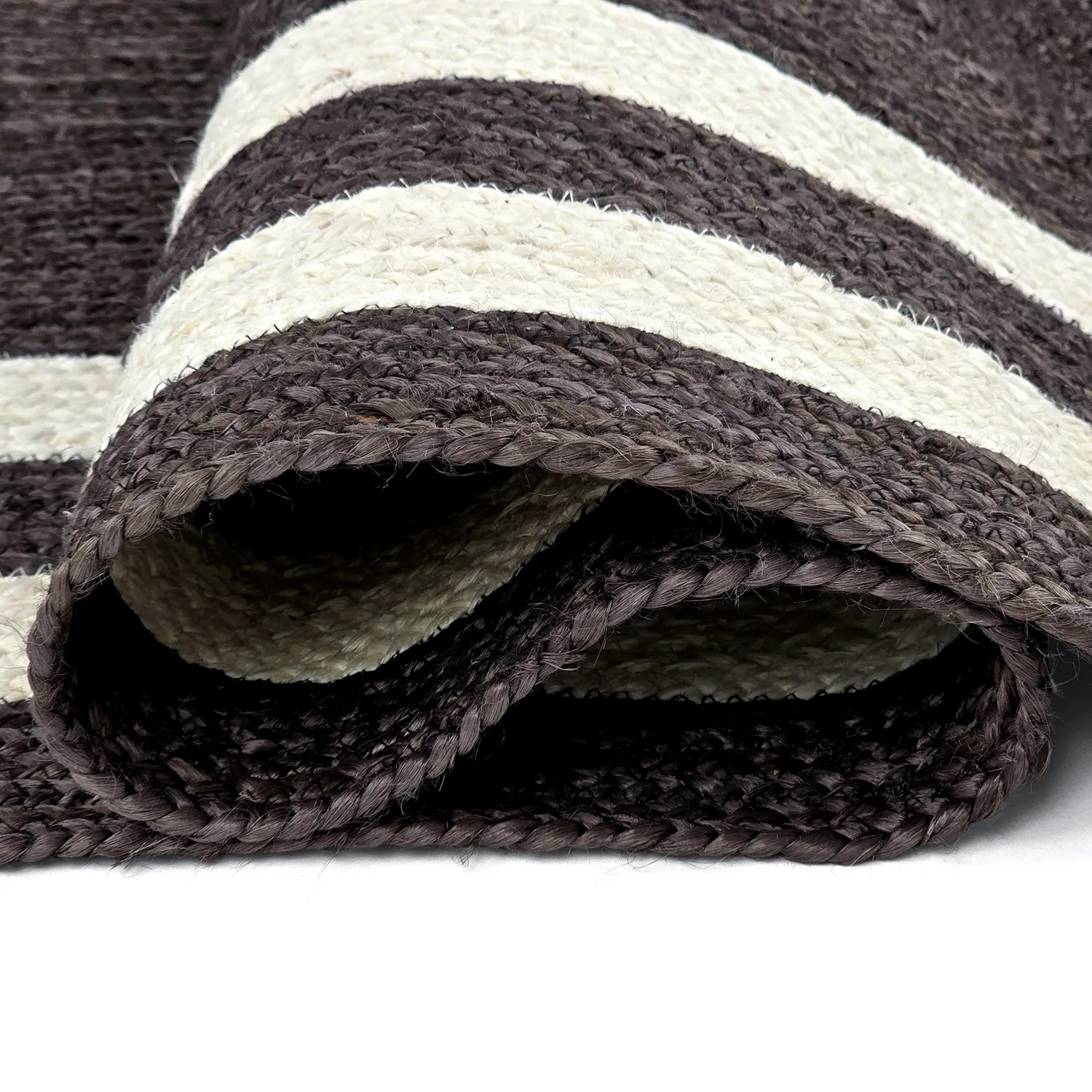 Tapis chanvre - Jessore (taupe foncé/blanc)