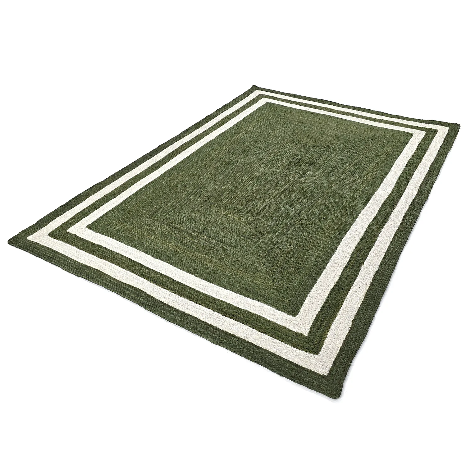 Tapis chanvre - Jessore (vert militaire/blanc)