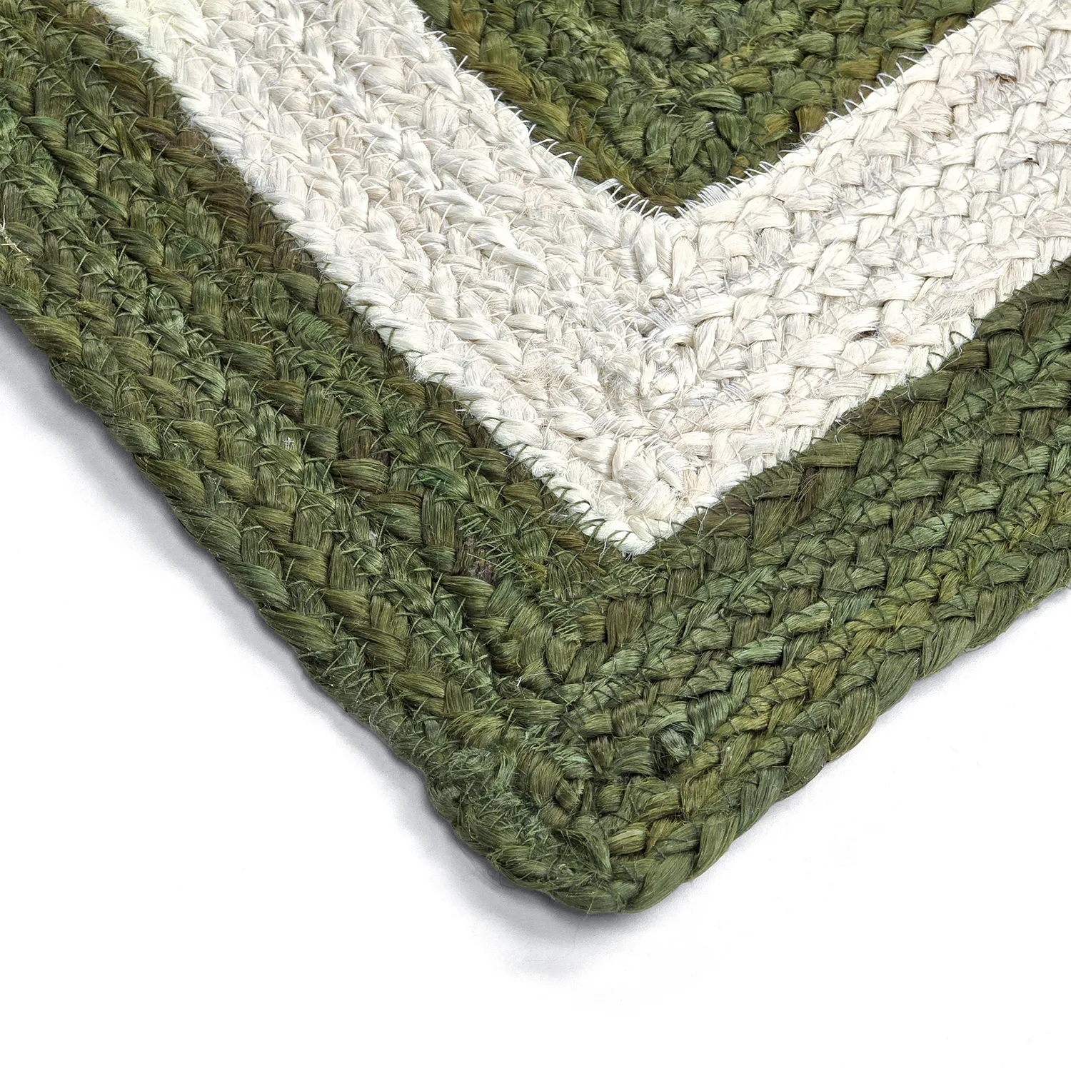 Tapis chanvre - Jessore (vert militaire/blanc)