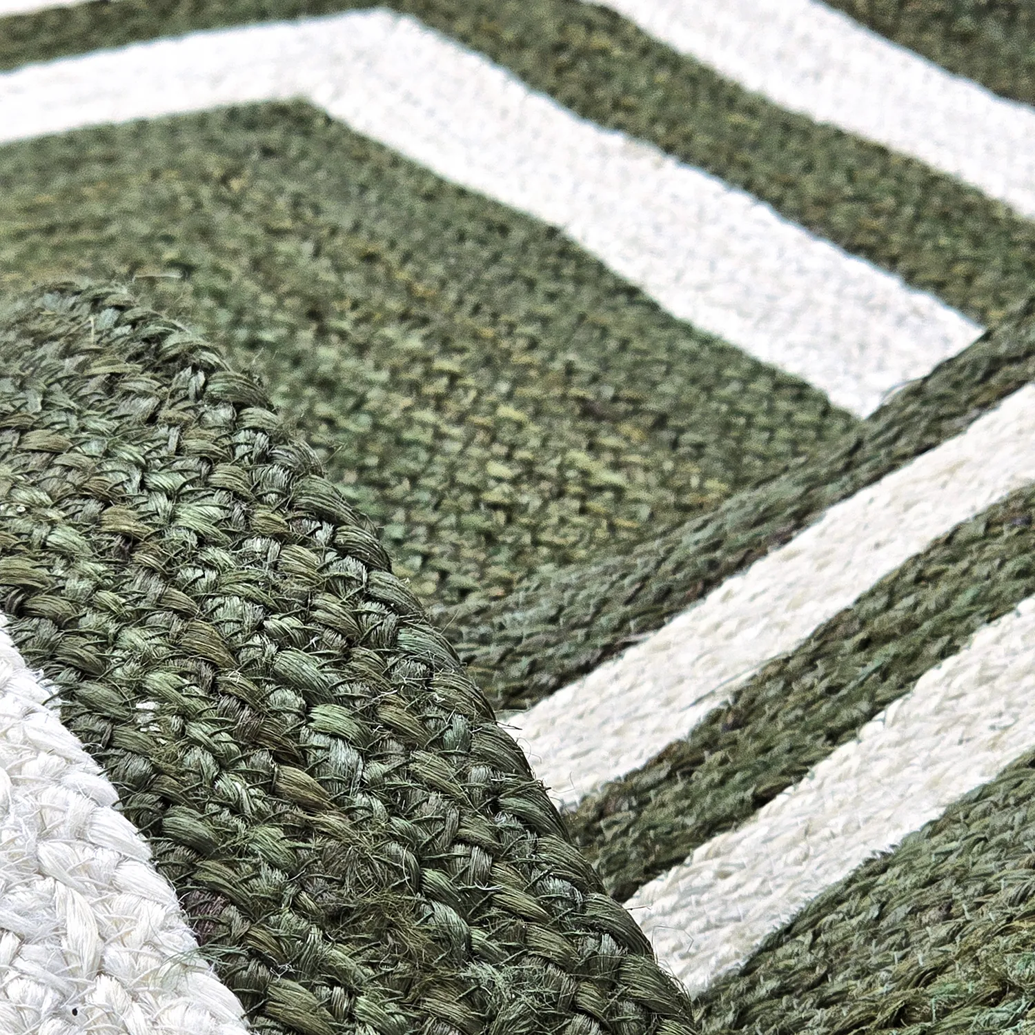 Tapis chanvre - Jessore (vert militaire/blanc)