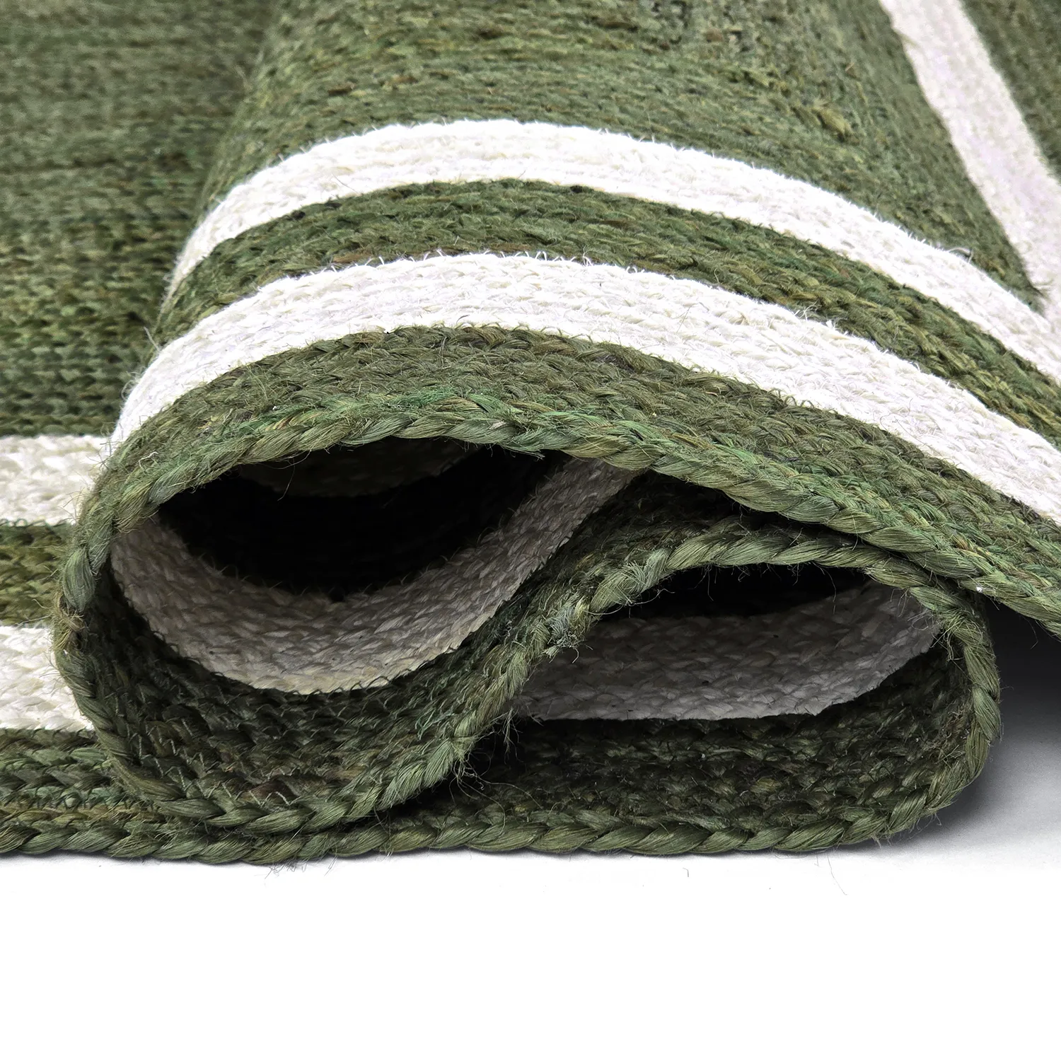 Tapis chanvre - Jessore (vert militaire/blanc)