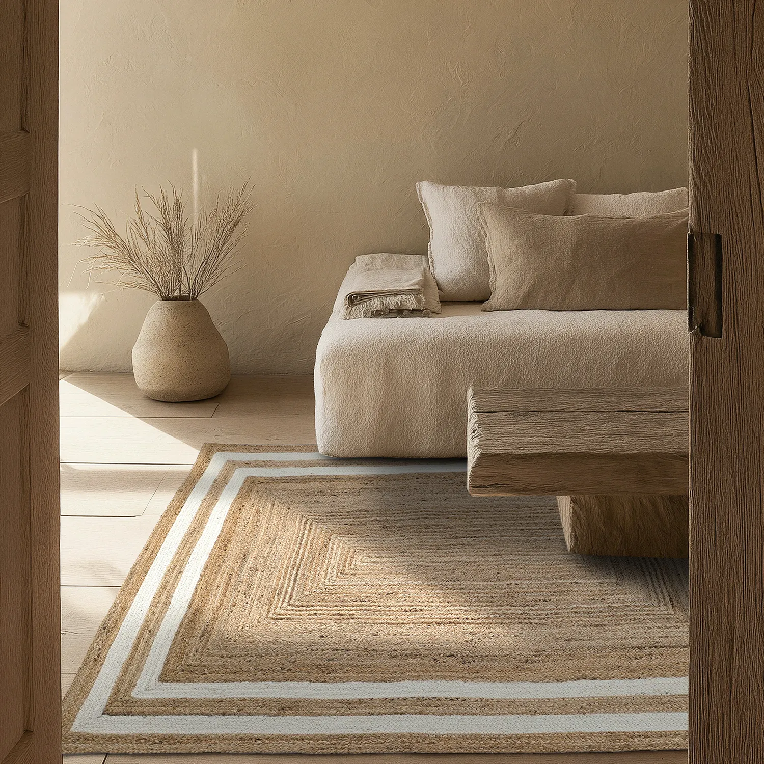 Tapis chanvre - Jessore (nature/blanc)
