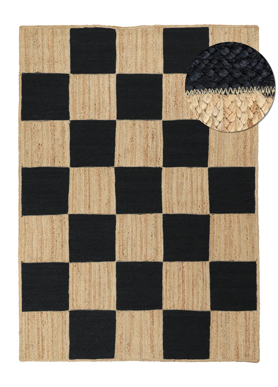 Tapis chanvre - Khulna (naturel/noir)