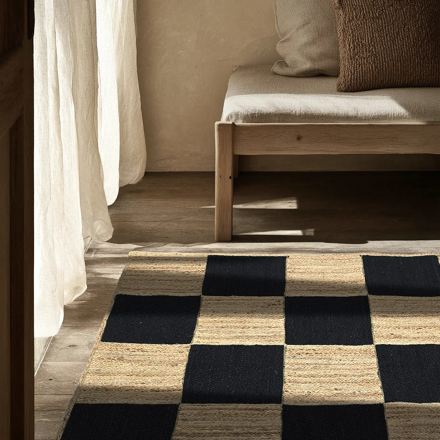 Tapis chanvre - Khulna (naturel/noir)