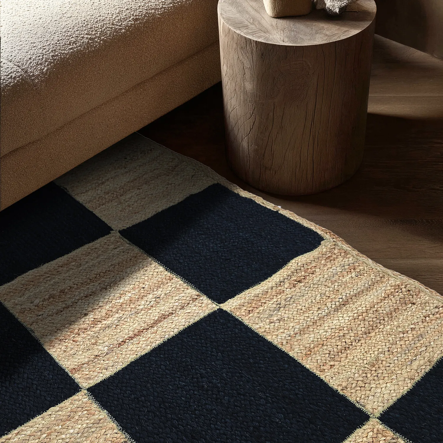 Tapis chanvre - Khulna (naturel/noir)
