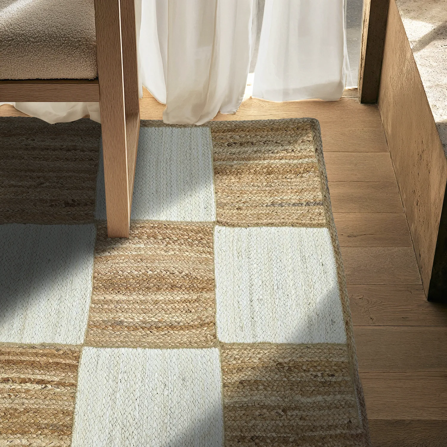 Tapis chanvre - Khulna (nature/blanc)