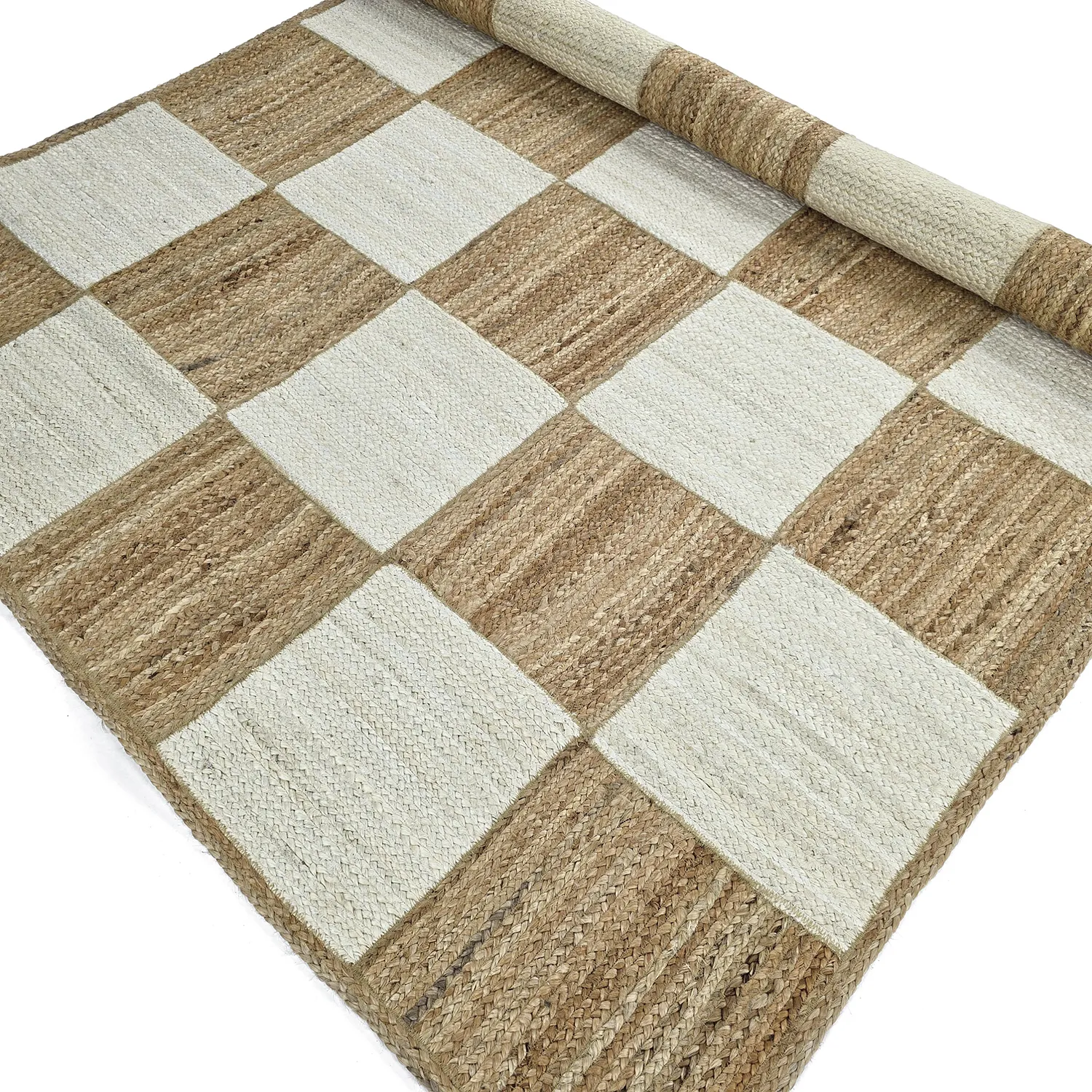 Tapis chanvre - Khulna (nature/blanc)