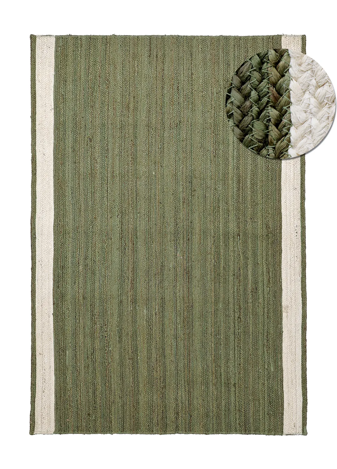 Tapis chanvre - Senaki (vert militaire/blanc)