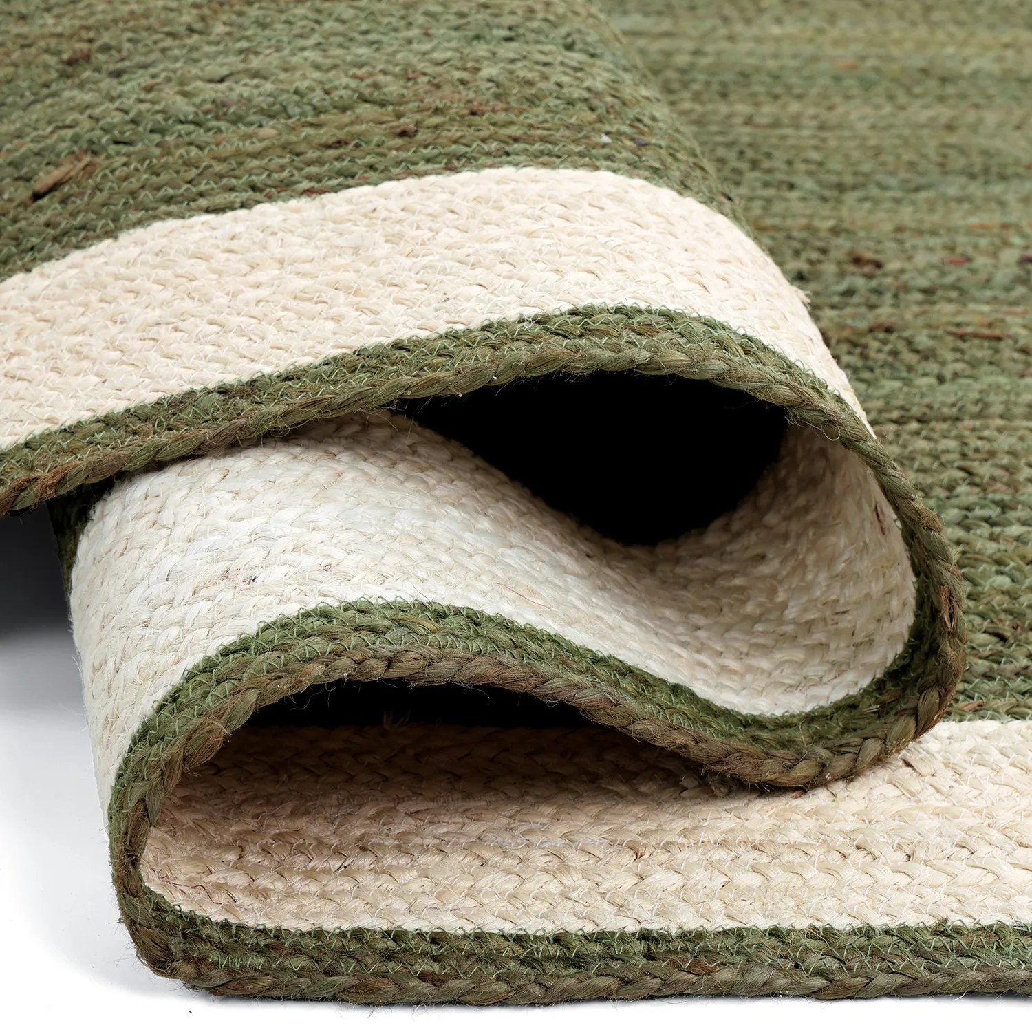 Tapis chanvre - Senaki (vert militaire/blanc)